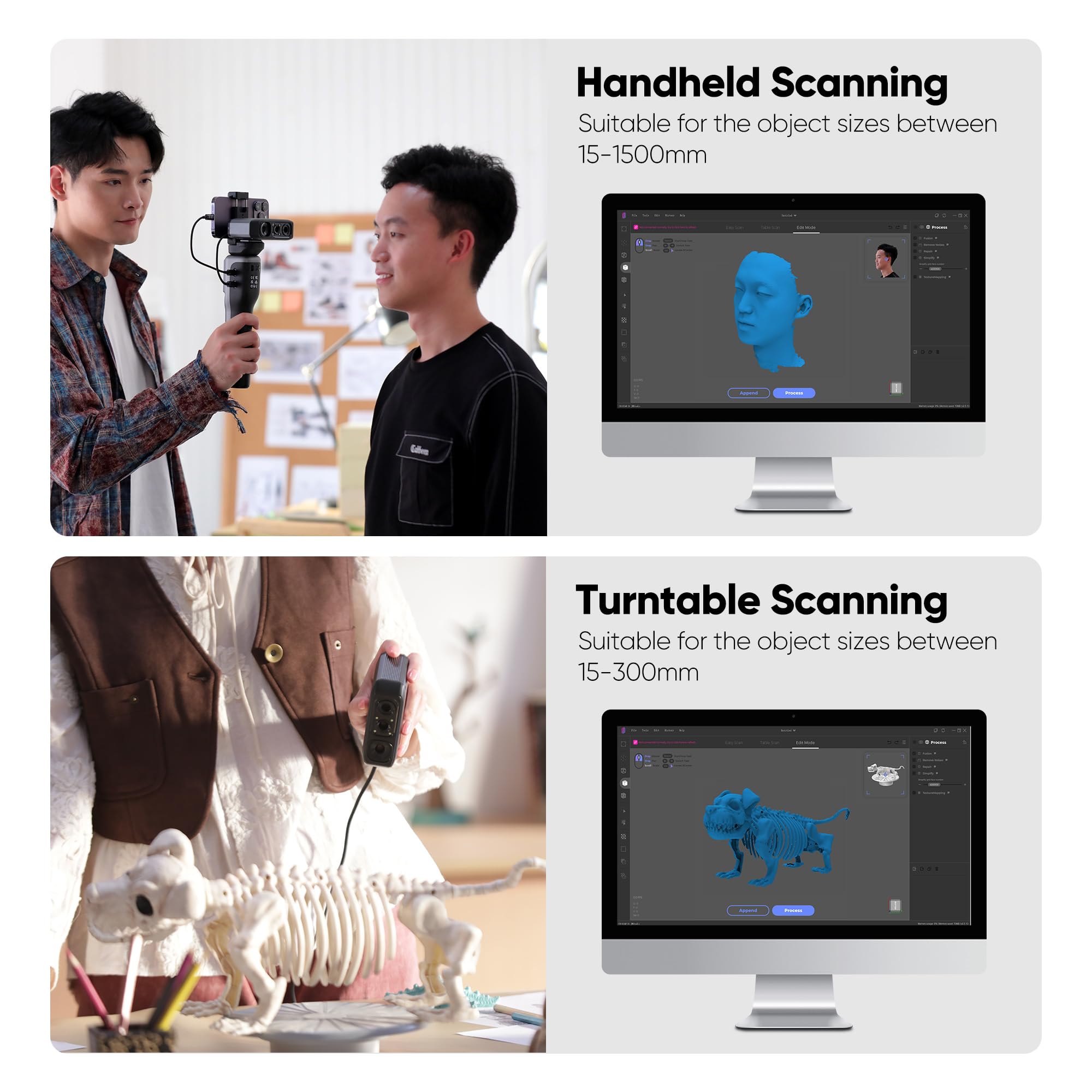 3DMakerpro 3D Scanner for 3D Printing, Handheld 3D Printer Scanner 0.05mm Precision, 10FPS Scanning Speed for Medium Object, Support for Android/iOS/Win/MacOS, Moose Lite Premium Kit