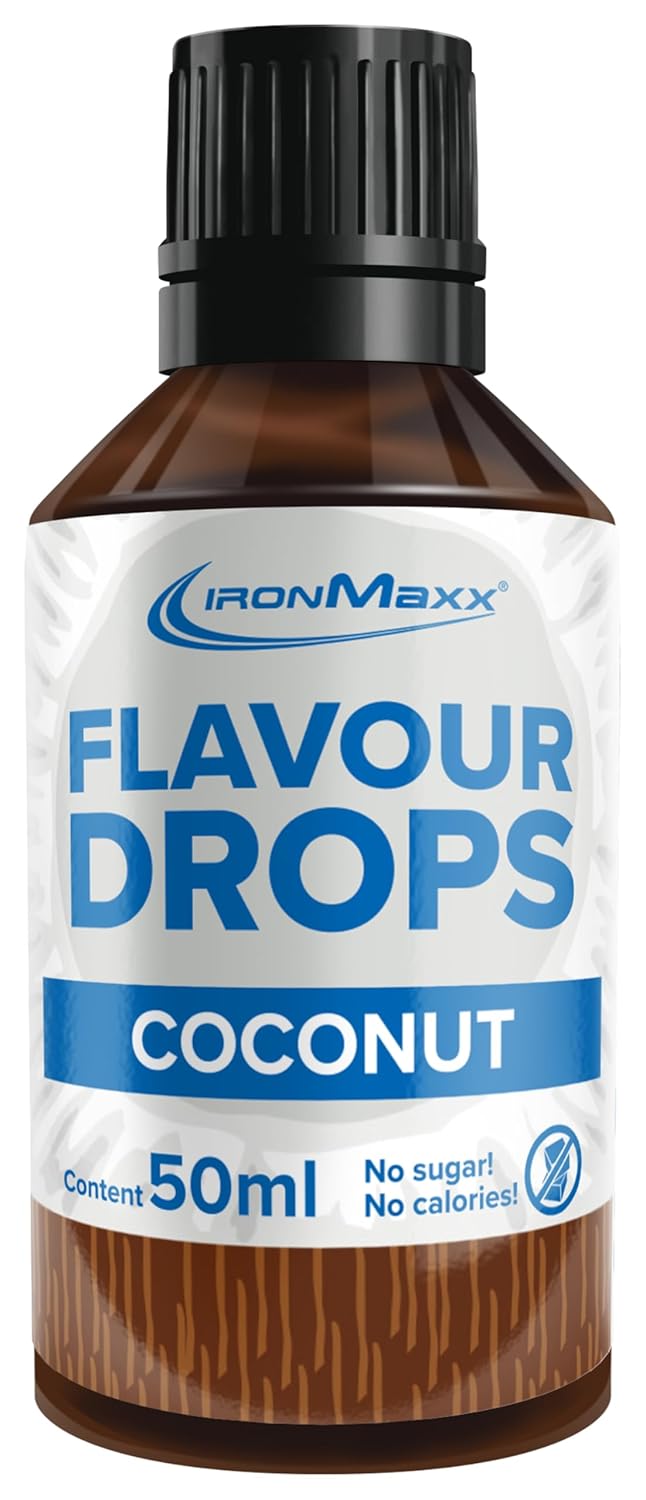 IronMaxx Flavour Drops - Vanilla 50ml | kalorienfrei & zuckerfrei | vegane Aromatropfen zum süßen von Lebensmitteln | praktischer Tropfer-Verschluss