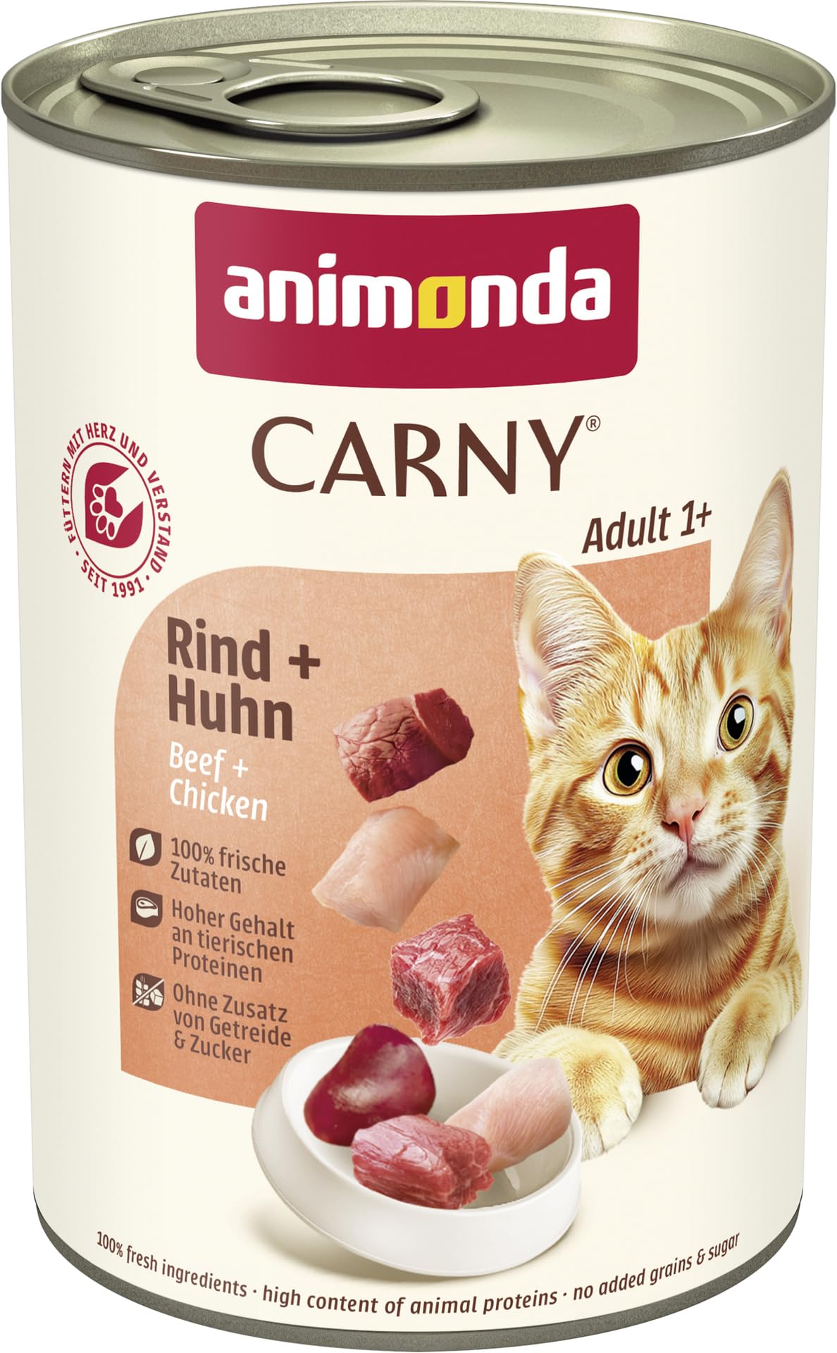animonda Carny Adult Huhn + Lachs (6 x 400 g), Katzennassfutter für ausgewachsene Katzen, Nassfutter mit 100 % frischen, fleischlichen Zutaten, Katzenfutter ohne Getreide und Zucker