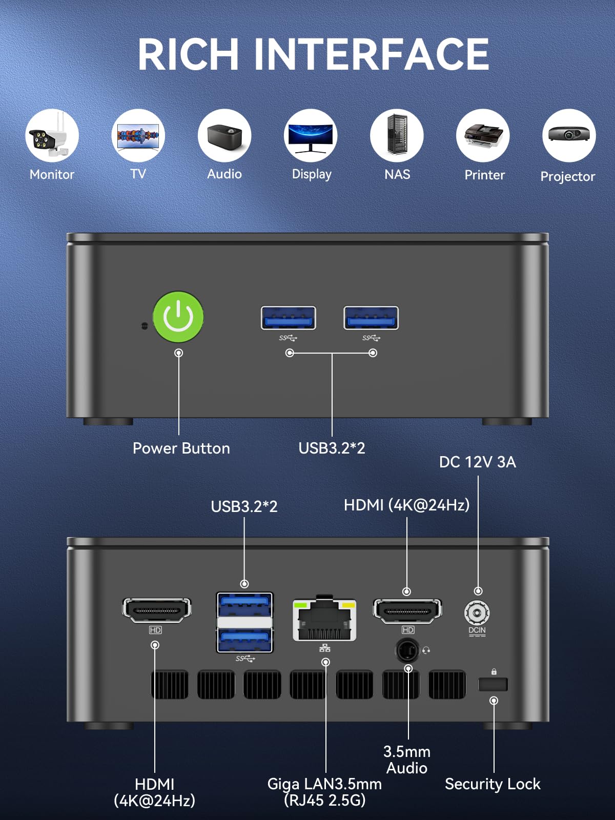 GMKtec Mini PC, G3 PRO Intel Core i3-10110U (Beats 4300U/N150), 16GB DDR4 RAM (Dual Channel) 512GB Storage Drive, Desktop Computer 4K Dual HDMI/USB3.2/WiFi 6/BT5.2/2.5GbE for Office, Business
