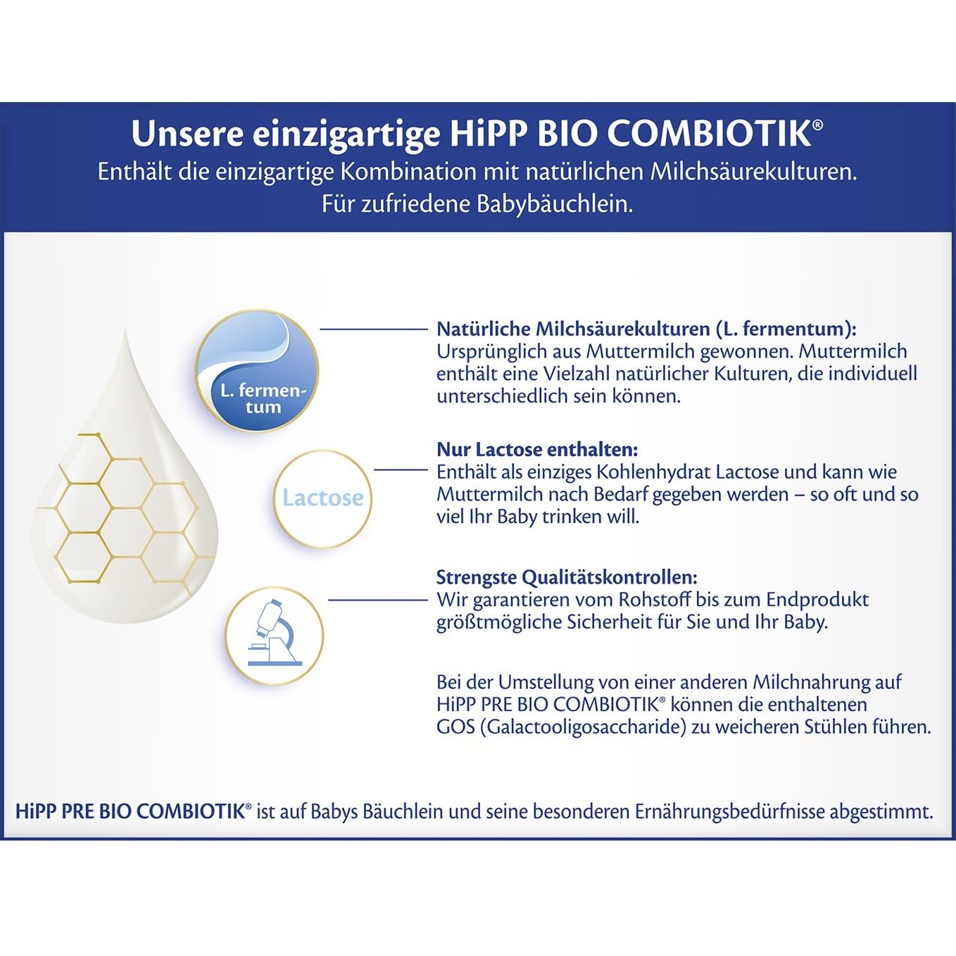 HiPP PRE Bio Combiotik (4 x 600g), Anfangsmilch von Geburt an, mit natürlichen Milchsäurekulturen, enthält nur Lactose als Kohlenhydrat, ideal zum Zufüttern