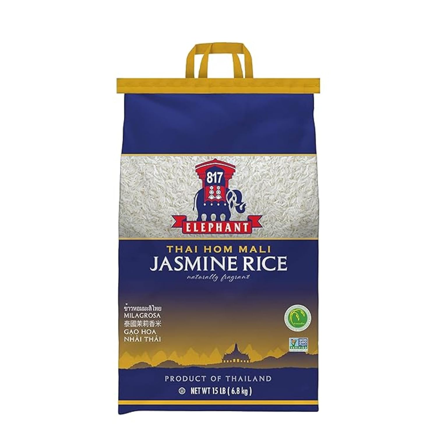 817 Elephant Thai Hom Mali White Jasmine Rice - 15 lb Bag