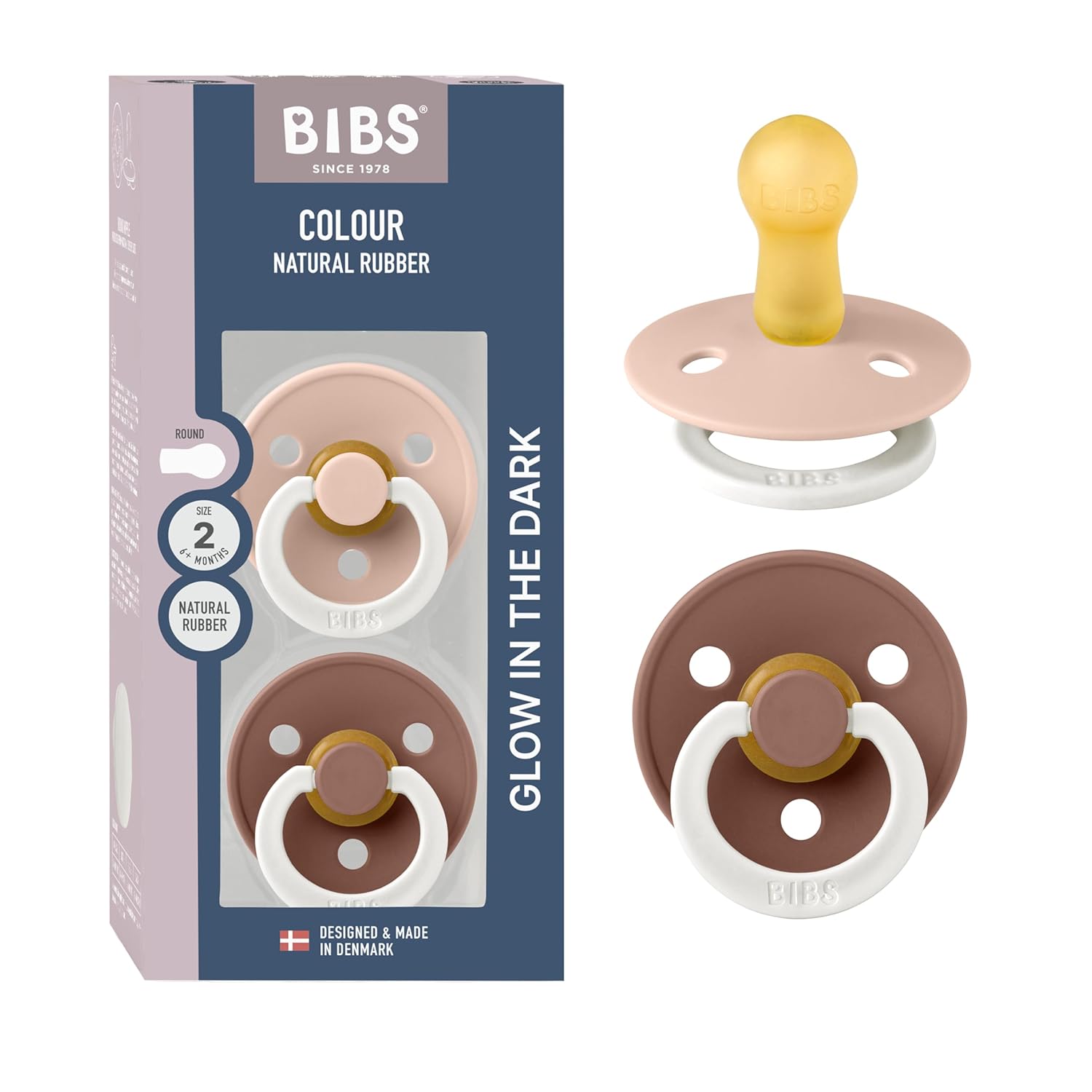 BIBS Colour Schnuller 2er-Pack, BPA-frei, Kirschform Nippel. Naturkautschuk/Latex, Hergestellt in Dänemark. Größe 1 | 0+ Monate | 2-Pack, Ivory/Sage