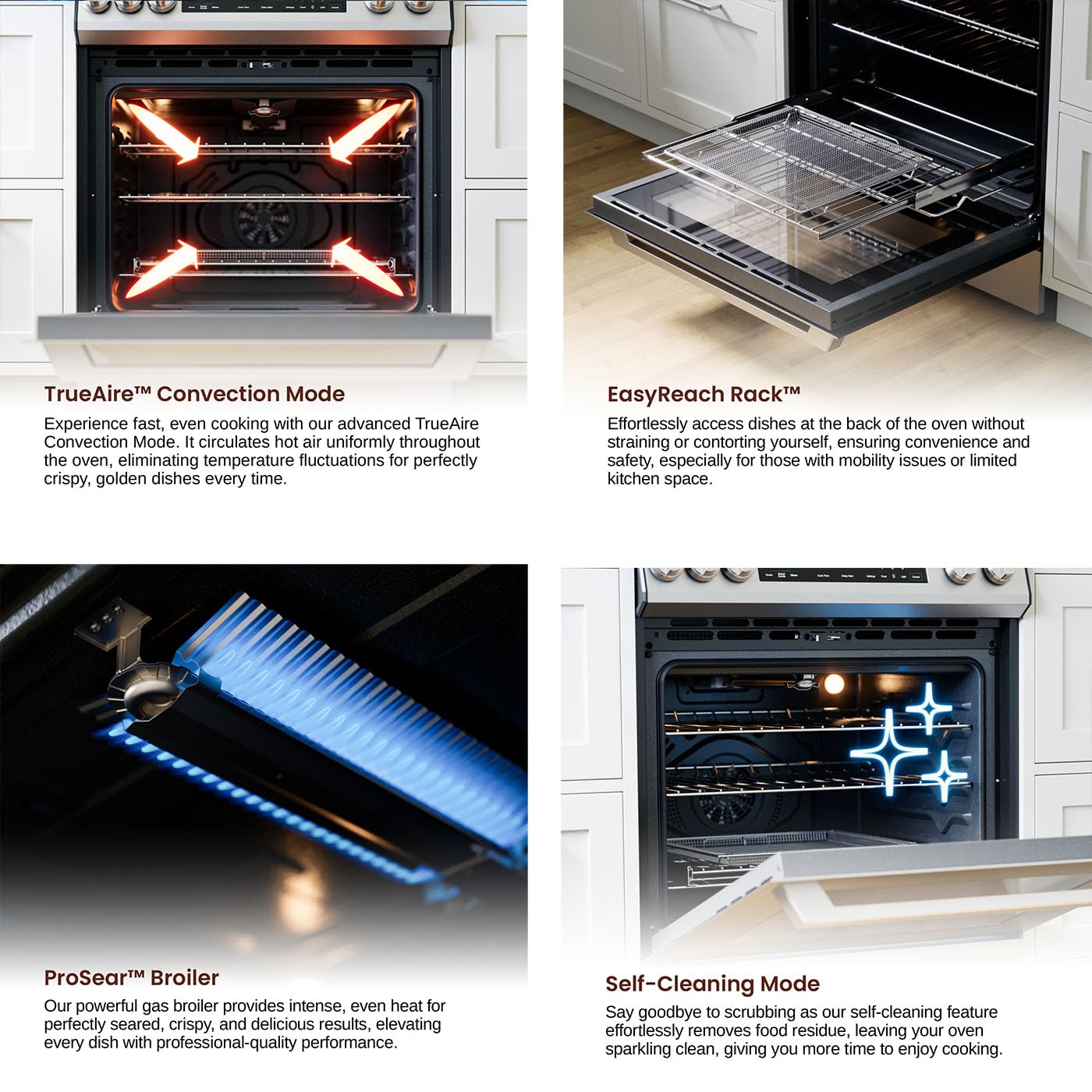 Rangaire RRE303GS 30" Glass Touch Electric Range Oven - Stainless Steel, Infrared Stove Burners, True Convection, Self Cleaning, Easy Reach Racks