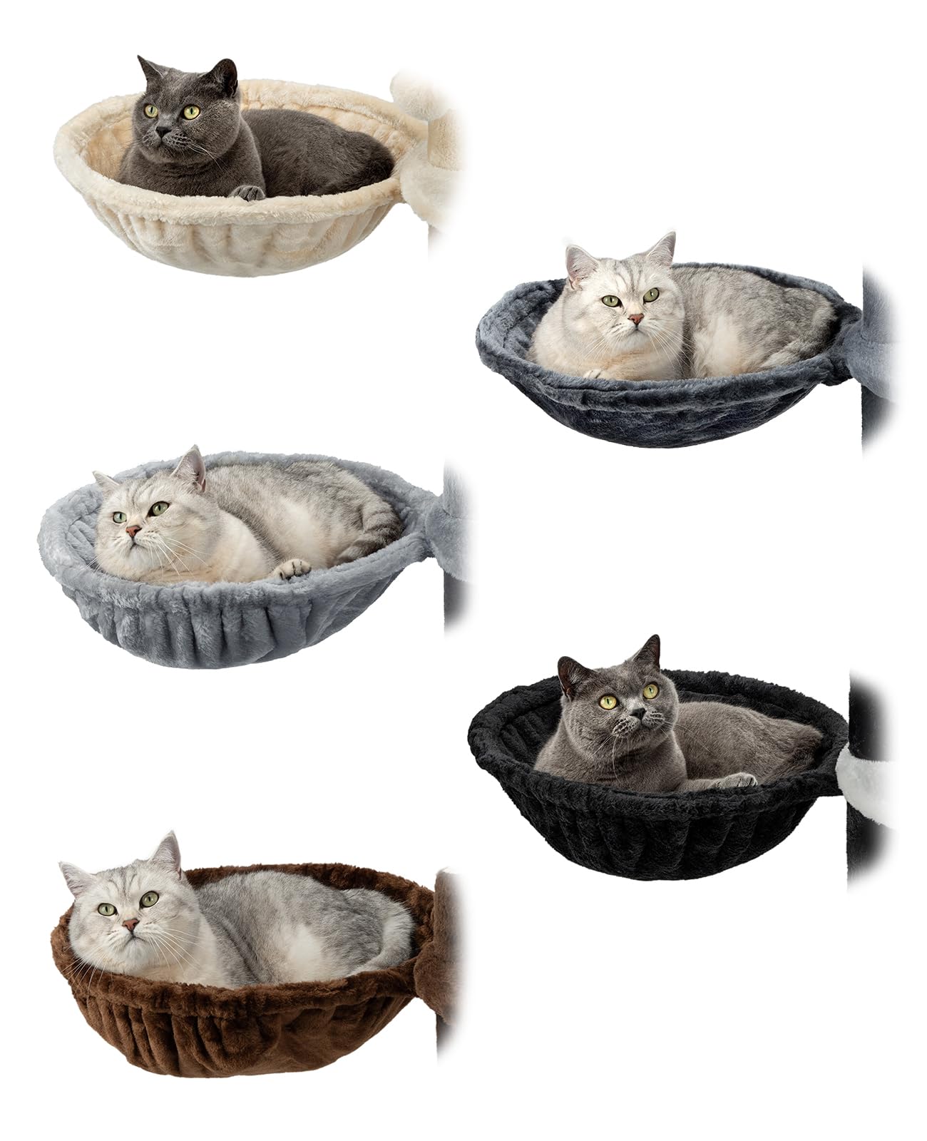 lionto Liegemulde aus weichem Plüsch für Kratzbaum, Ø 40 cm, 25 cm Tiefe, kuschelige Schlafmulde für jeden Katzenbaum mit M8-Gewinde, Stabiler Metallrahmen für kleine und große Katzen, dunkelgrau