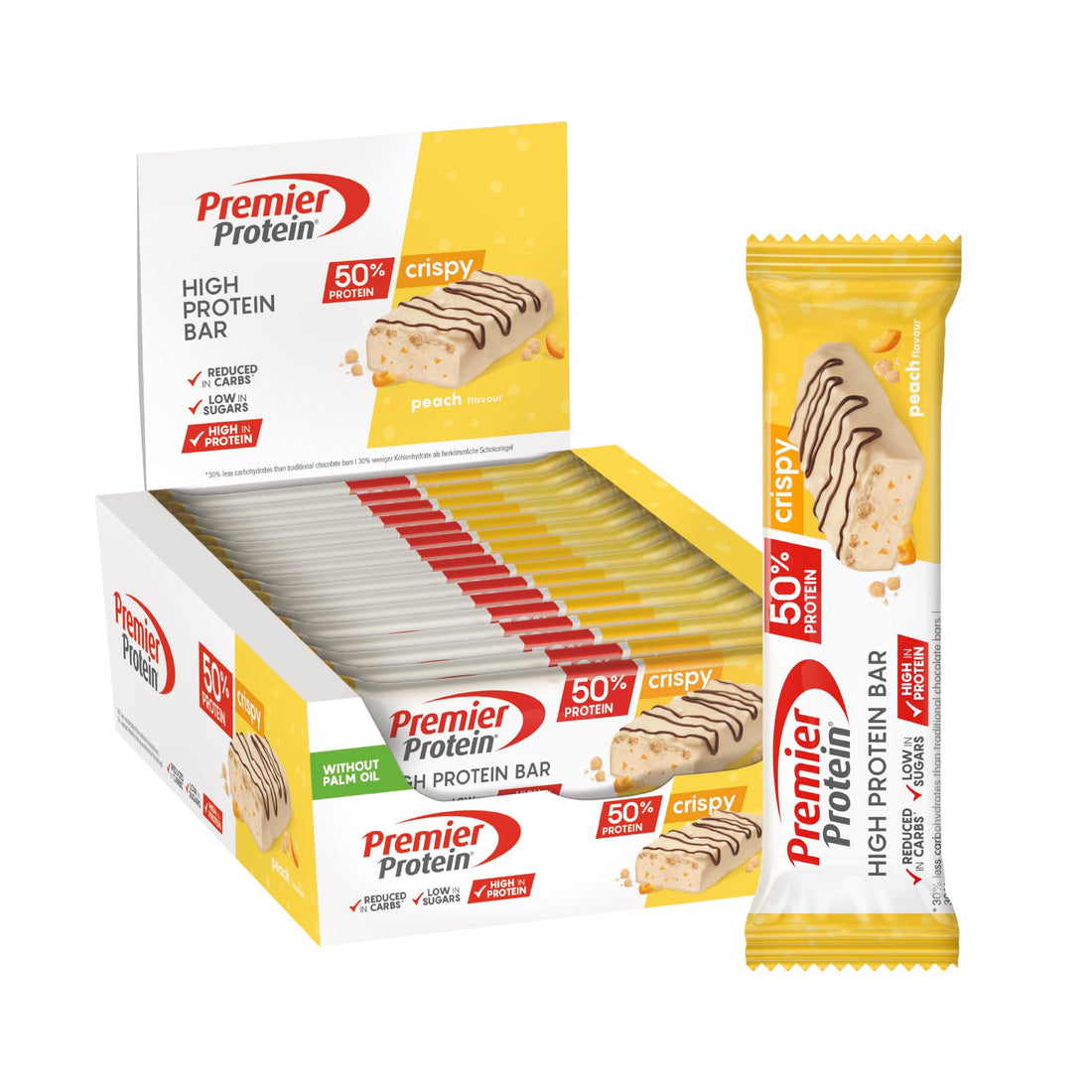 Premier Protein - High Protein Bar 50% - Double Chocolate Cookie - 16x40g - Low Sugar - Low Carb - palmölfrei