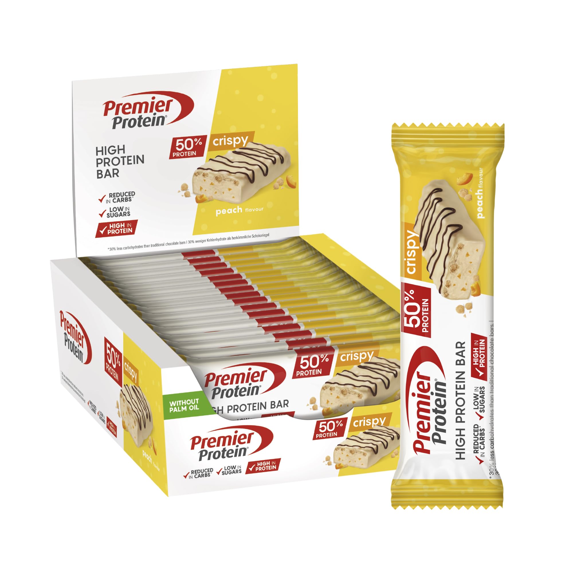 Premier Protein - High Protein Bar 50% - Double Chocolate Cookie - 16x40g - Zuckerarm - Kohlenhydratarm - palmölfrei