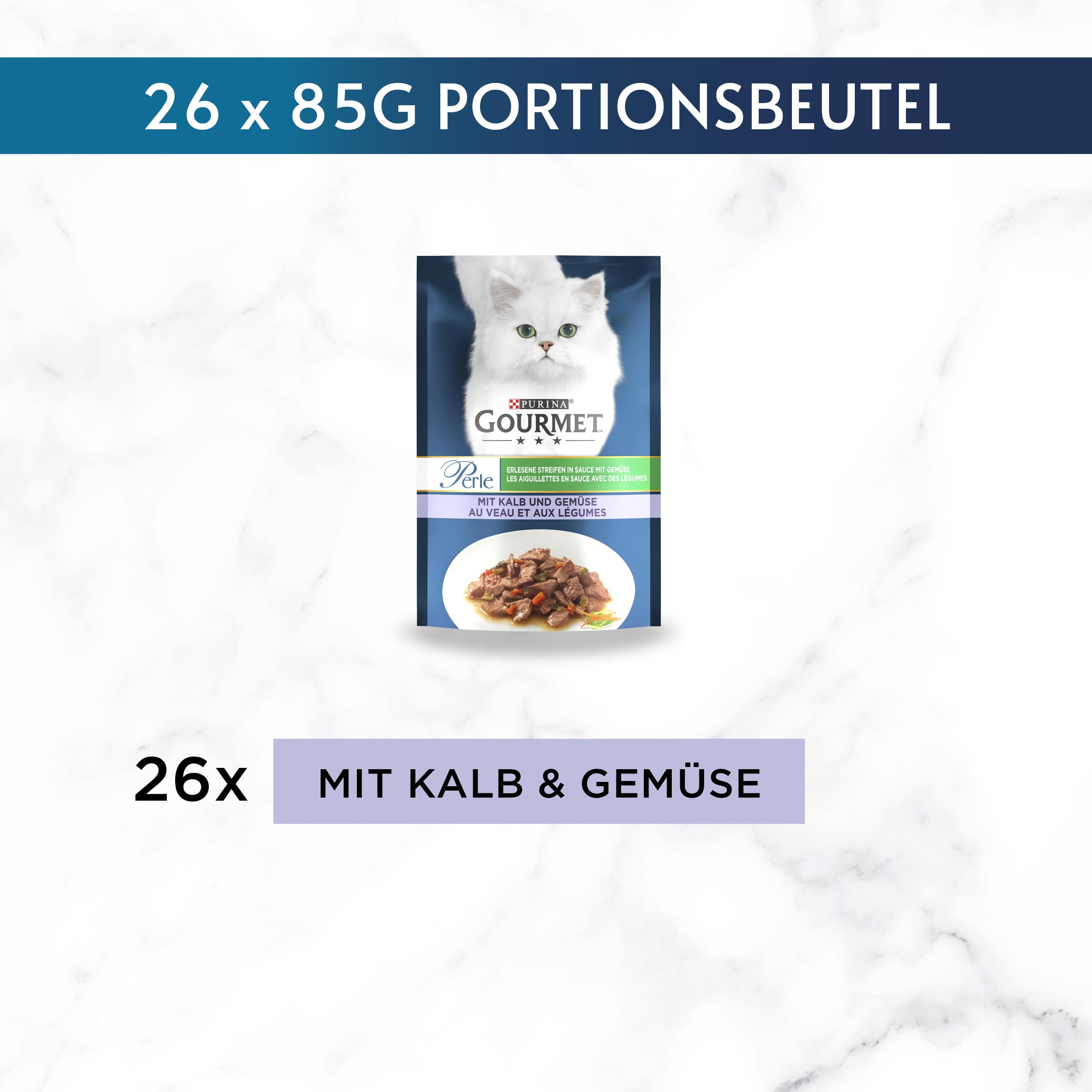 Gourmet Perle Erlesene Streifen Katzenfutter nass, Sorten-Mix, 60er Pack (60 x 85g)