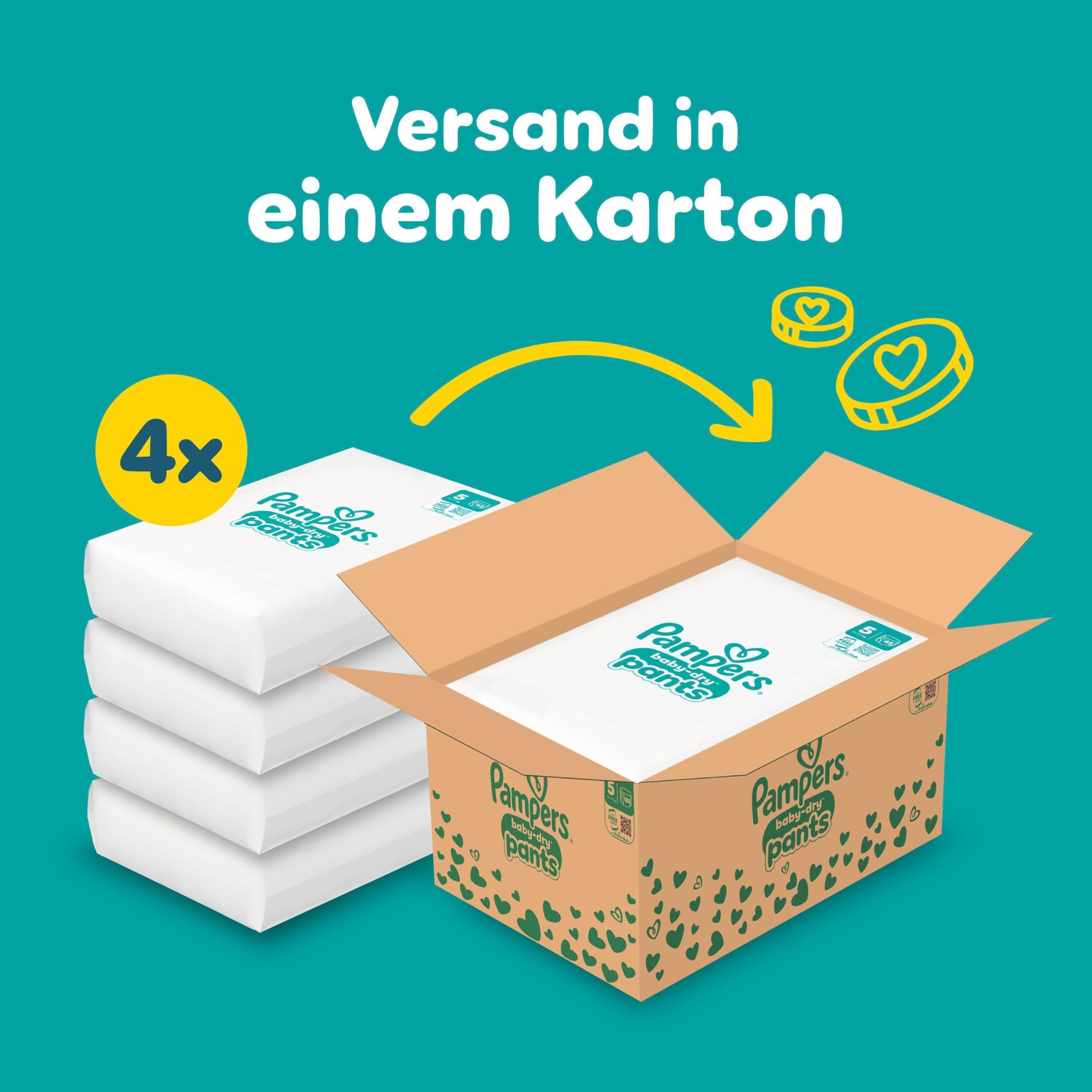Pampers Baby-Dry Pants Größe 5, 160 Stück, 11kg-17kg, 360° auslaufsichere Passform für Tag und Nacht