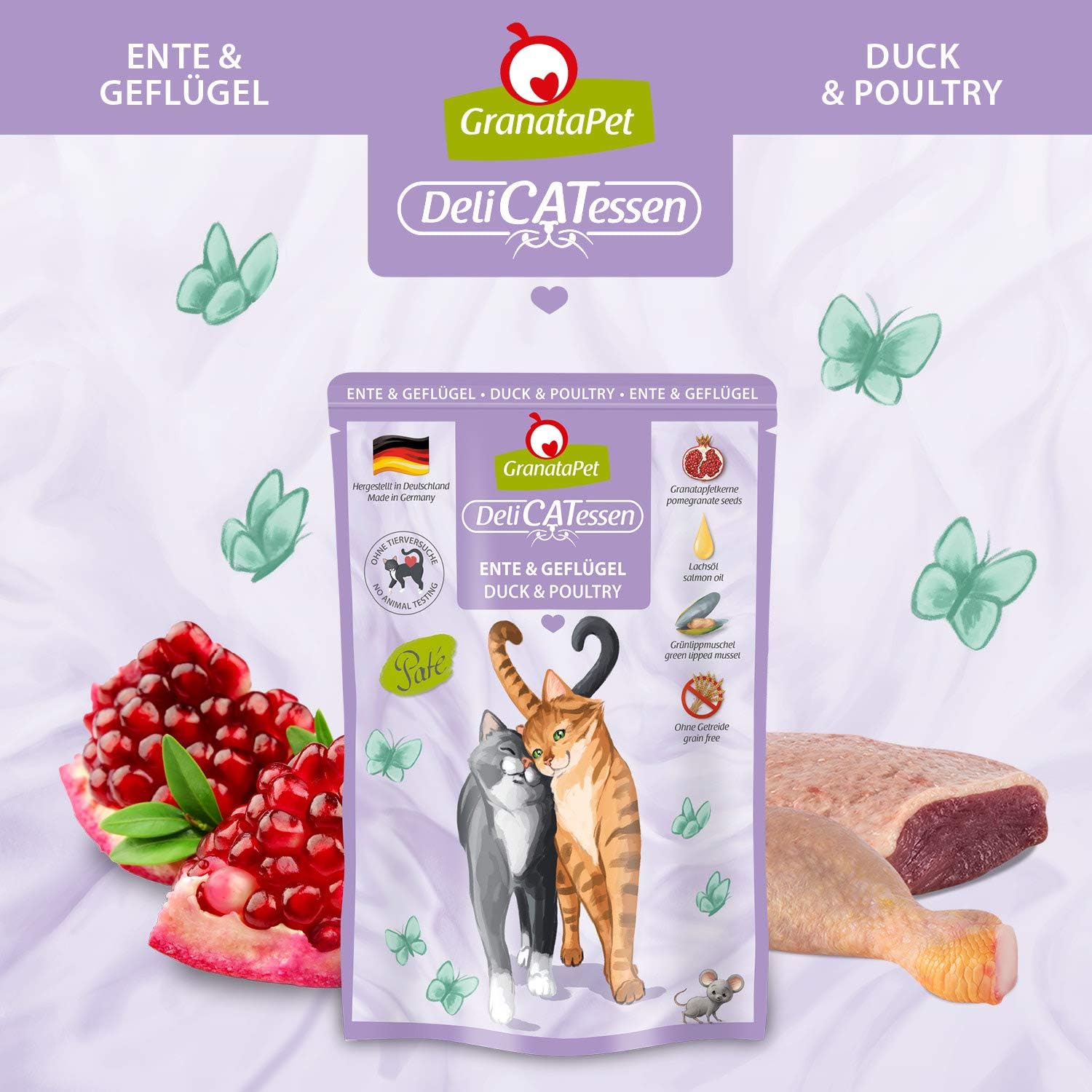 GranataPet DeliCatessen Huhn PUR, Nassfutter für Katzen, Futter ohne Getreide & ohne Zuckerzusätze, Katzenfutter mit hohem Fleischanteil & hochwertigen Ölen, 6 x 400 g