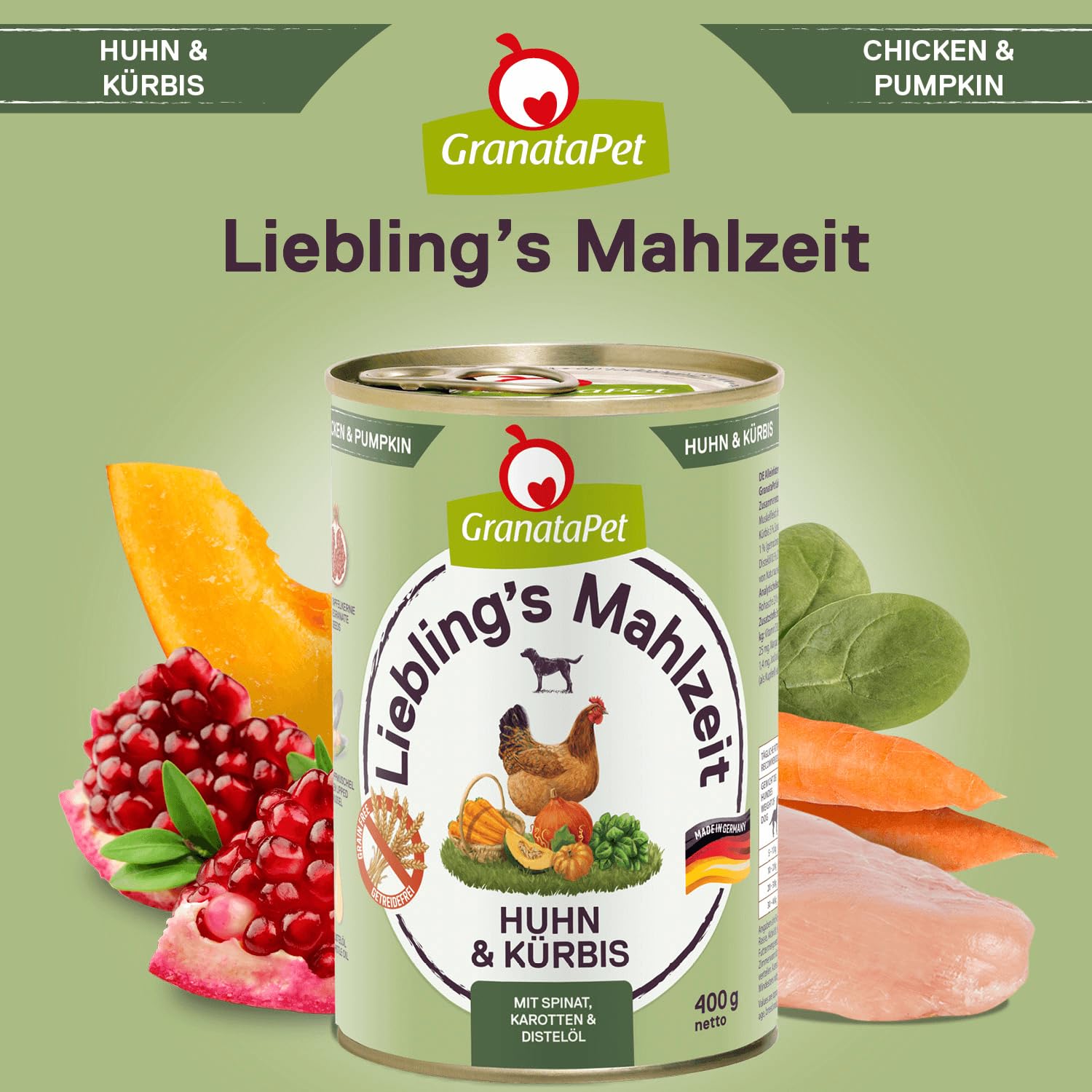 GranataPet Liebling's Mahlzeit Multipack 2, Nassfutter für Hunde im Probierpaket, Alleinfuttermittel ohne Getreide, Hundefutter mit hohem Fleischanteil & hochwertigen Ölen, 6 x 800 g