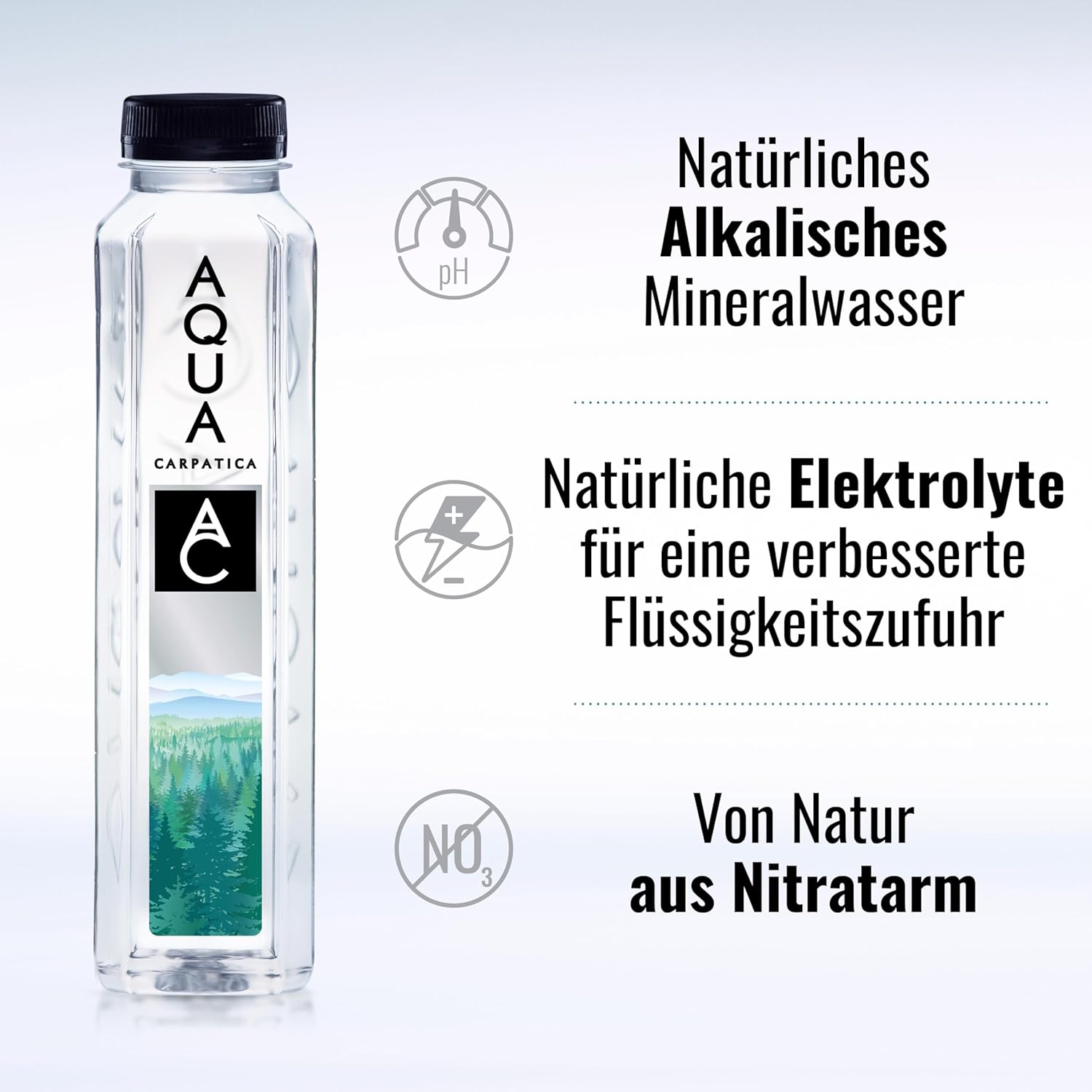 AQUA CARPATICA 1.5L x 12 (6x2) Still Water Premium Natürliches Mineralwasser, Mit Natürlichen Elektrolyten, 100% Recycelbar, BPA Frei, Ohne Kohlensäure, Perfekt für die Zubereitung von Babynahrung