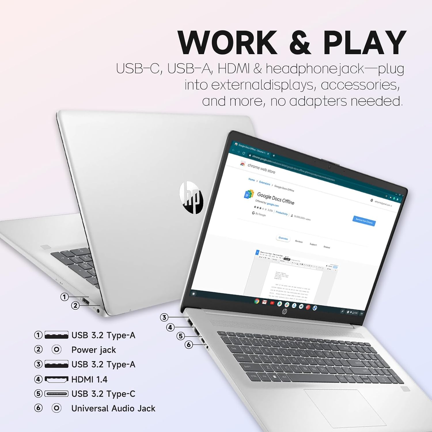 HP 17.3 Laptop FHD Intel i5 1334U 8GB RAM 256GB SSD Backlit KB Fingerprint | Laptop for Business & students, 17.3" FHD Anti-Glare Display, Wi-Fi 6 Connectivity, Lifetime Windows 11 Home & Copilot AI