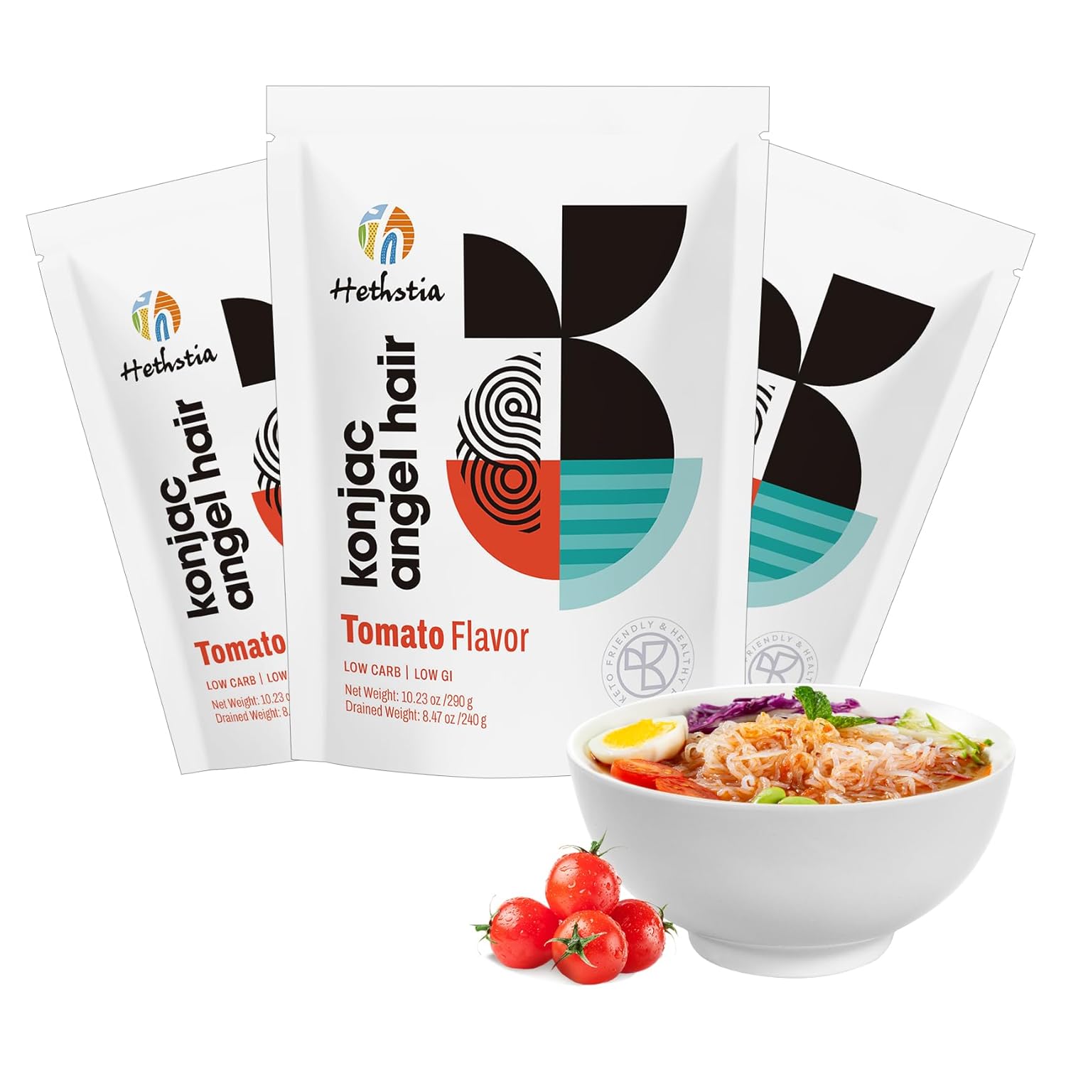 Hethstia Konjac Noodles, 10 Packs Shirataki Spaghetti - Low Carb, Low Calorie, Ready to Eat Konjac Pasta - Keto, Gluten-Free, Vegan, Fat-Free, 0 Sugar, Healthy Low Carb Pasta Substitute