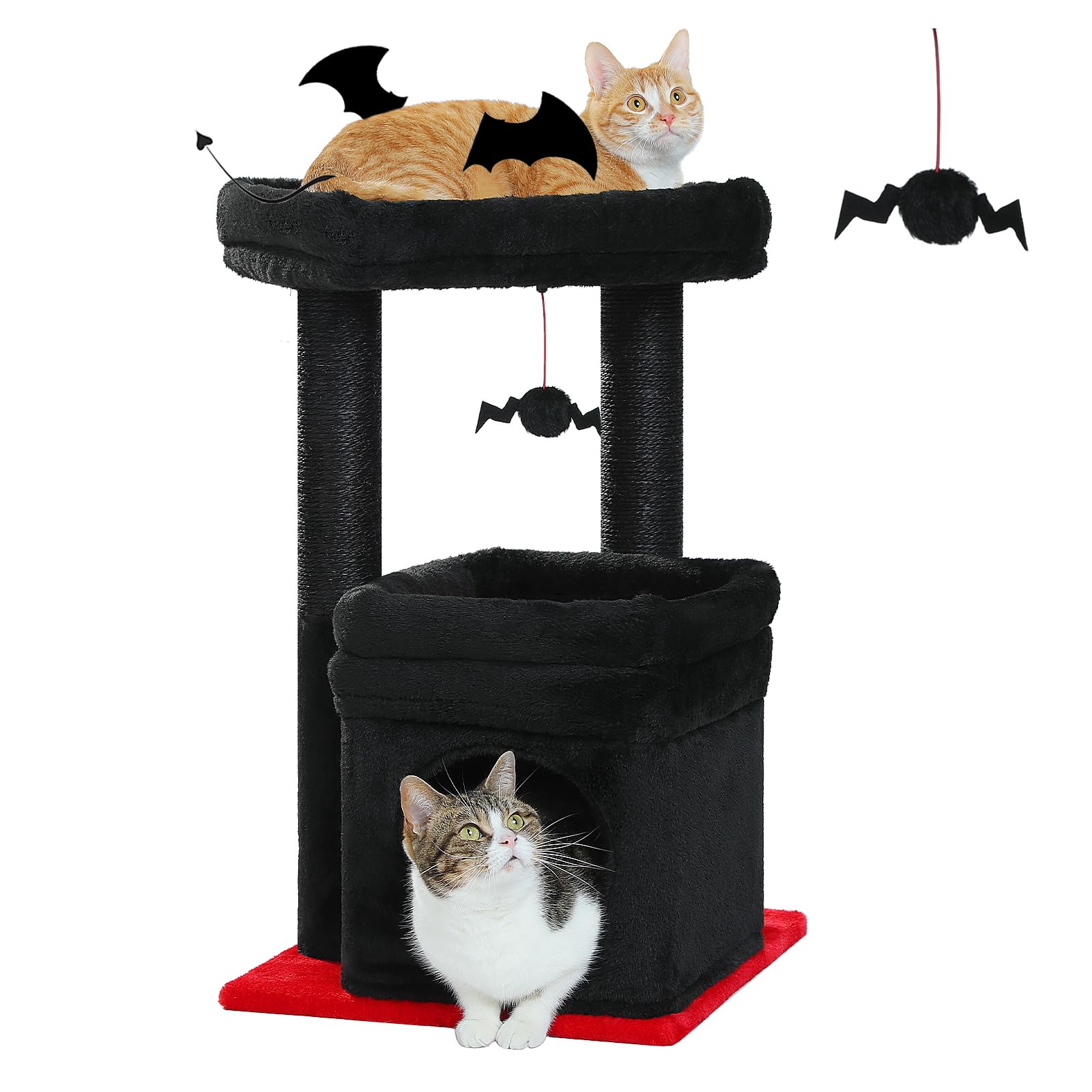 PAWZ Road Kleiner Katzenbaum, mehrstöckiger Katzenturm mit Sisal-überzogenem Kratzbaum, gemütlicher Katzenwohnung und großer Katzensitzstange für Hauskatzen, Beige