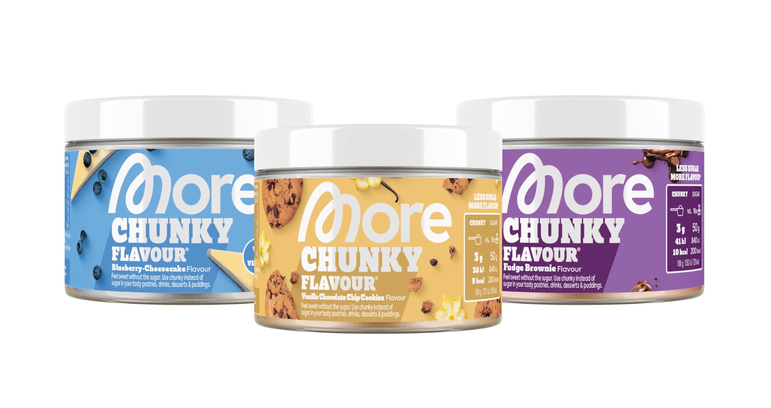 MORE Chunky Flavour, Vanilla Perfection, 150 g, vegan, Geschmackspulver zum Süßen, ohne viel Zucker und Kalorien, mit Inulin und Laktase - made in Germany
