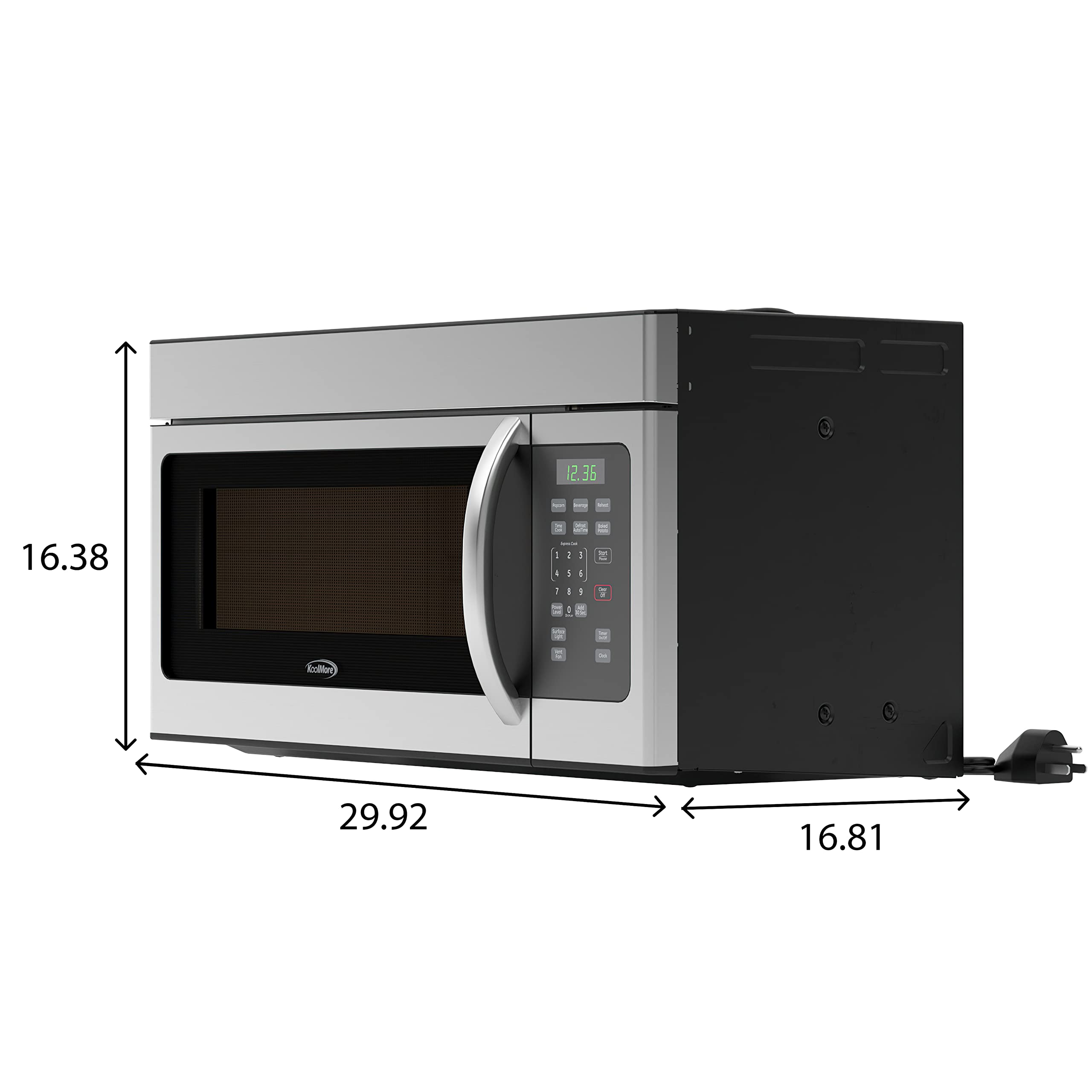 KoolMore Reserve Built-in Microwave Convection Oven with Air Fry, 3-in-1 Combo, Sensor Cook, Soft-Close Door, Stainless Steel, 24 in. / 1.6 cu. ft. with NEMA 5-20P Plug in Black