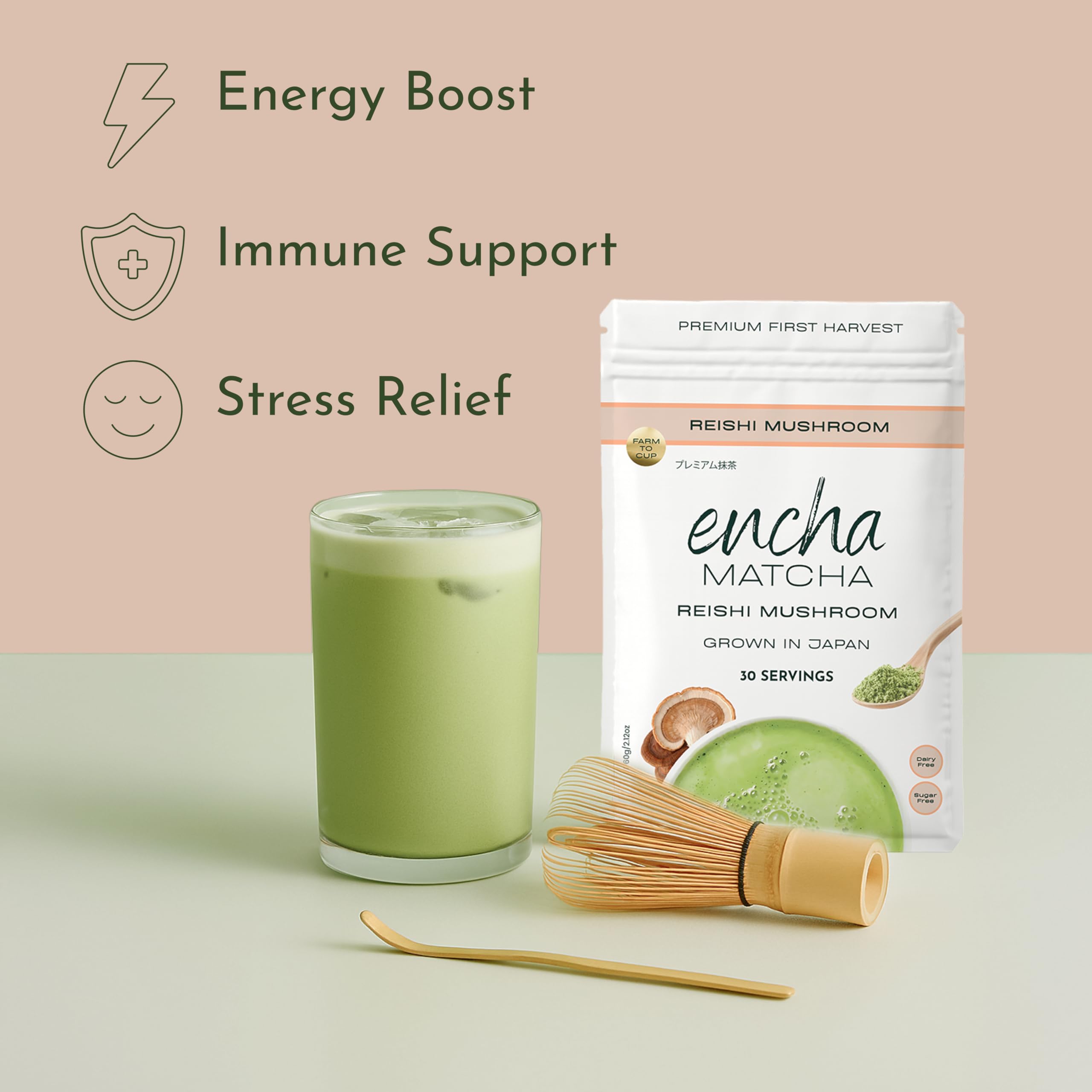 Encha Ceremonial Grade Matcha Powder - Organic First Harvest Japanese Matcha Green Tea, Matcha Tea From Uji, Japan (60g/2.12oz)