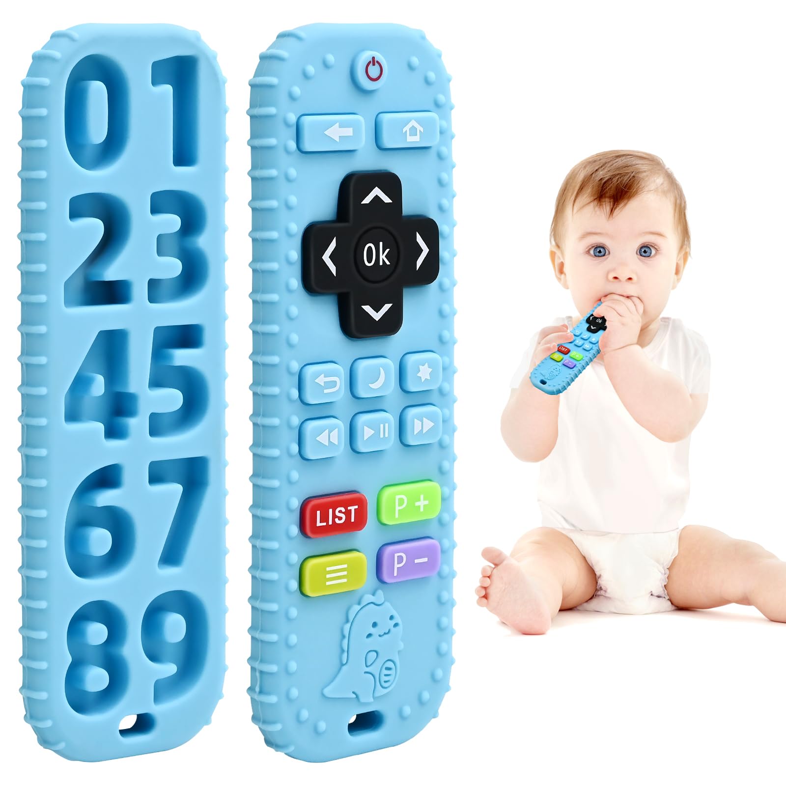 Zahnen Beißringe Spielzeug für Babys 3-6-12 Monate Geschenke, Fernbedienung Baby Zahnungshilfe für 7 8 9 Monate Kleinkind Autismus, Lebensmittelqualität Silikon Badespielzeug, Schwarz