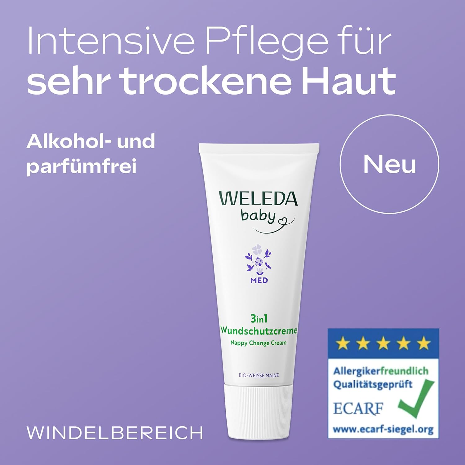 WELEDA Bio Baby Calendula Wundschutzcreme 75ml - Naturkosmetik Wundsalbe / Babycreme für den Schutz empfindlicher Baby Haut im Windelbereich. Hilft bei Rötungen, gereizter Haut und Wundsein