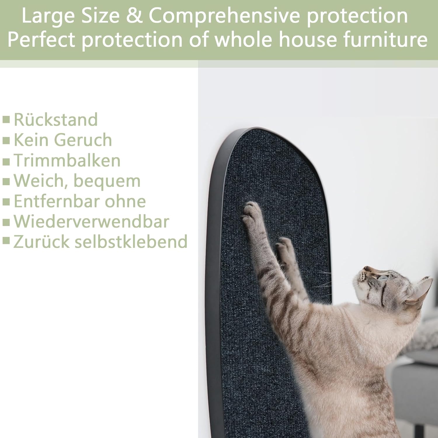 Selbstklebende Kratzschutzmatte für Sofa & Wand, 40x200 cm kratzschutz Sofa Katze - Trimmbarer Schutz gegen Katzenkratzer Couch Schutz von DIY Krallen Katzenteppich