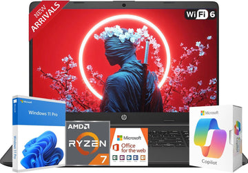 HP 2026 New 15.6" FHD Business Laptop, AMD Ryzen 7 7730U(Outperforms Intel Core i9-11950H), 16GB DDR5, 512GB PCIe, Fast Charging Speed, 14.5-Hour Battery Life, Windows 11 Pro with MS 365 for Web