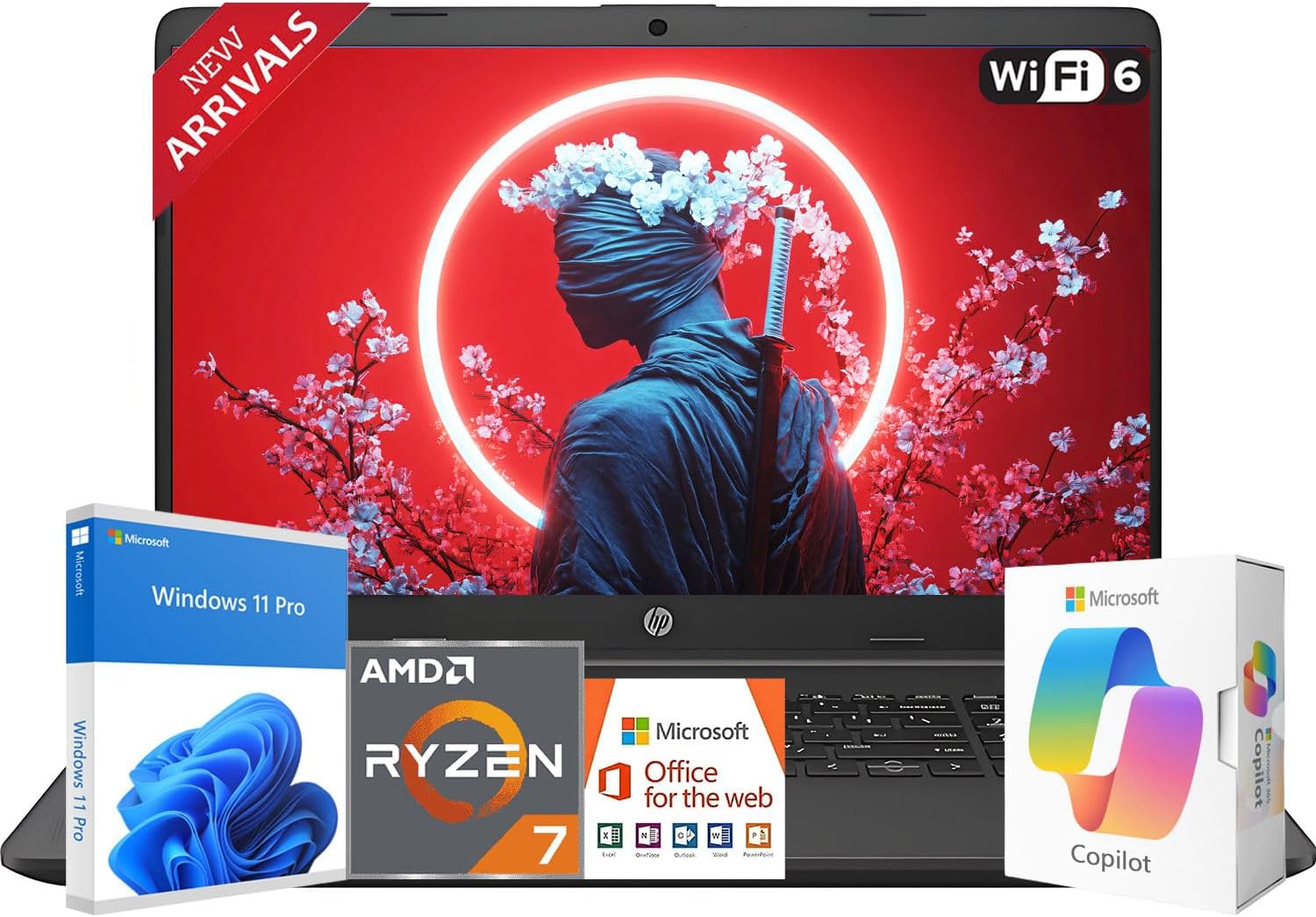 HP 2026 New 15.6" FHD Business Laptop, AMD Ryzen 7 7730U(Outperforms Intel Core i9-11950H), 16GB DDR5, 512GB PCIe, Fast Charging Speed, 14.5-Hour Battery Life, Windows 11 Pro with MS 365 for Web