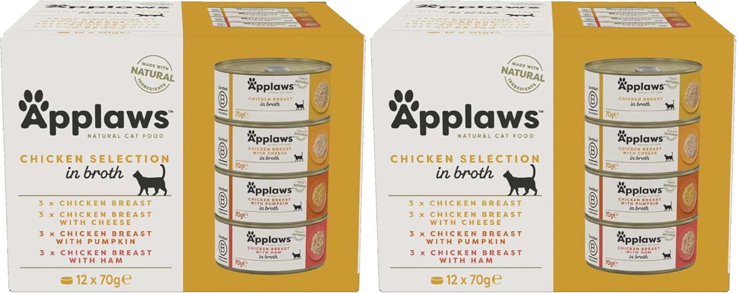 Applaws 100% Natural Thunfischfilet Nassfutter in Brühe für ausgewachsene Katzen - 24 x 70g Dosen