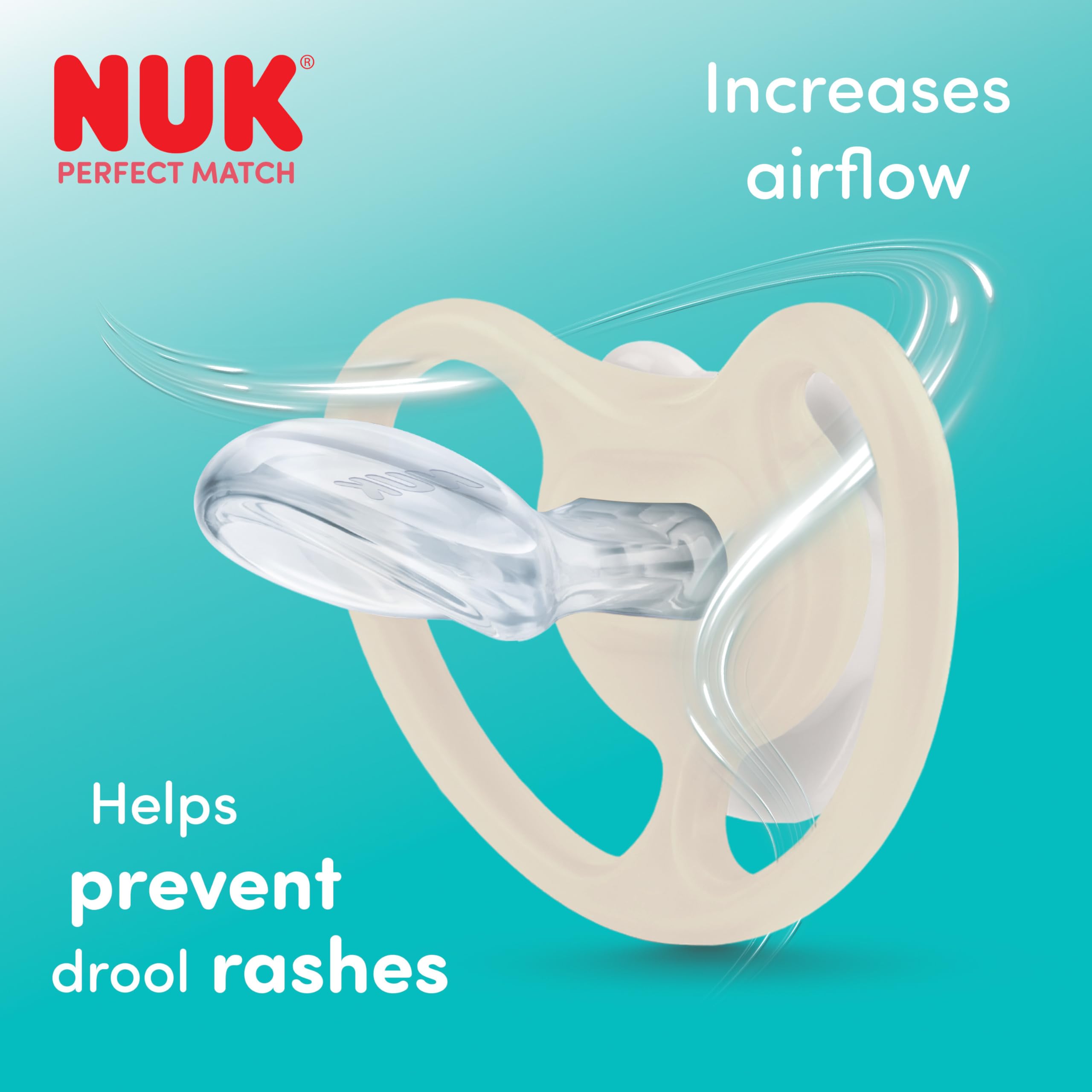 NUK Perfect Match Air Day & Night Baby-Schnuller | 0-6 Monate | Leuchtende Schnuller, die Luftzirkulation fördern & Speichelrash verhindern | 95% Baby-Akzeptanz** | Sortiert | 4 Stück