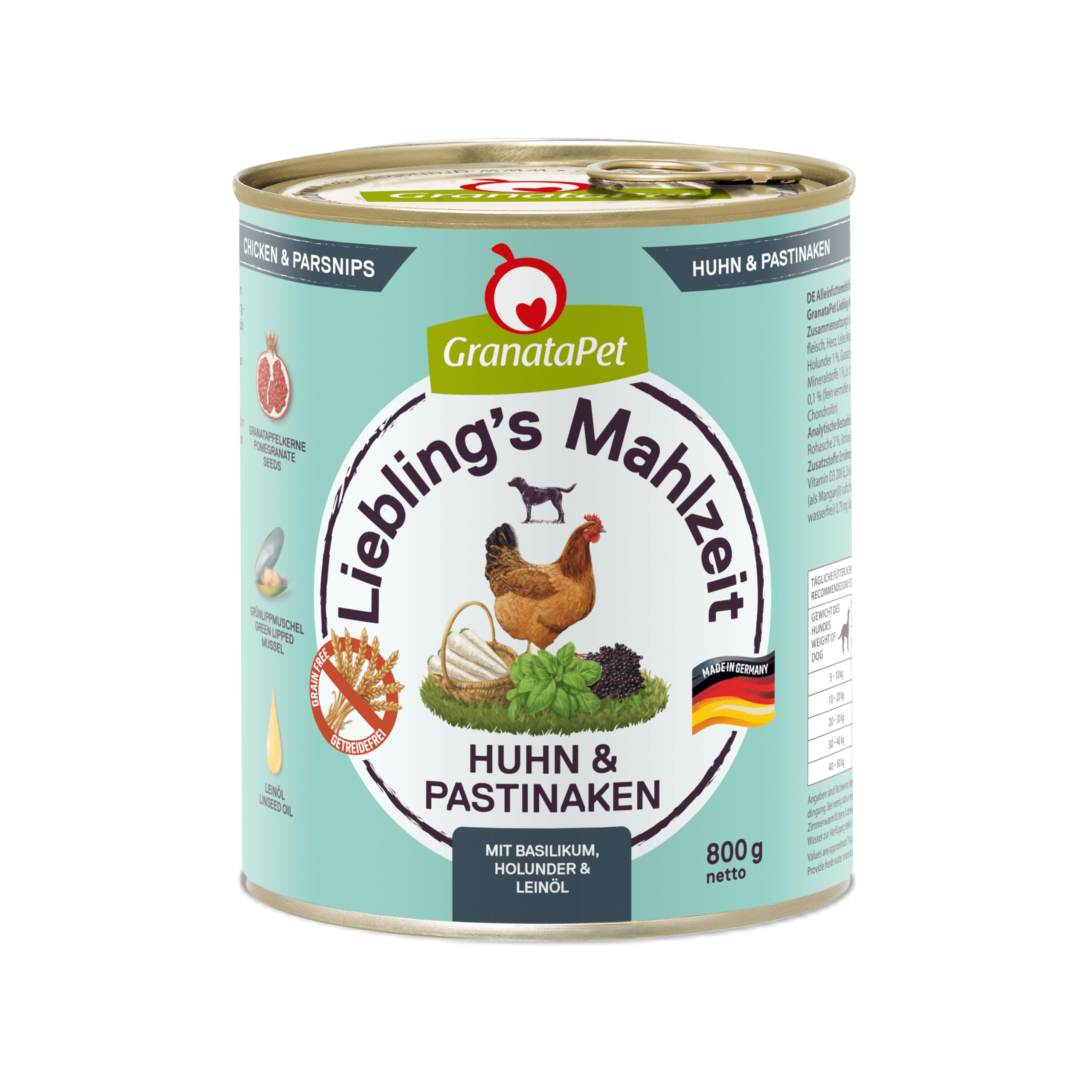 GranataPet Liebling's Mahlzeit Multipack 2, Nassfutter für Hunde im Probierpaket, Alleinfuttermittel ohne Getreide, Hundefutter mit hohem Fleischanteil & hochwertigen Ölen, 6 x 800 g