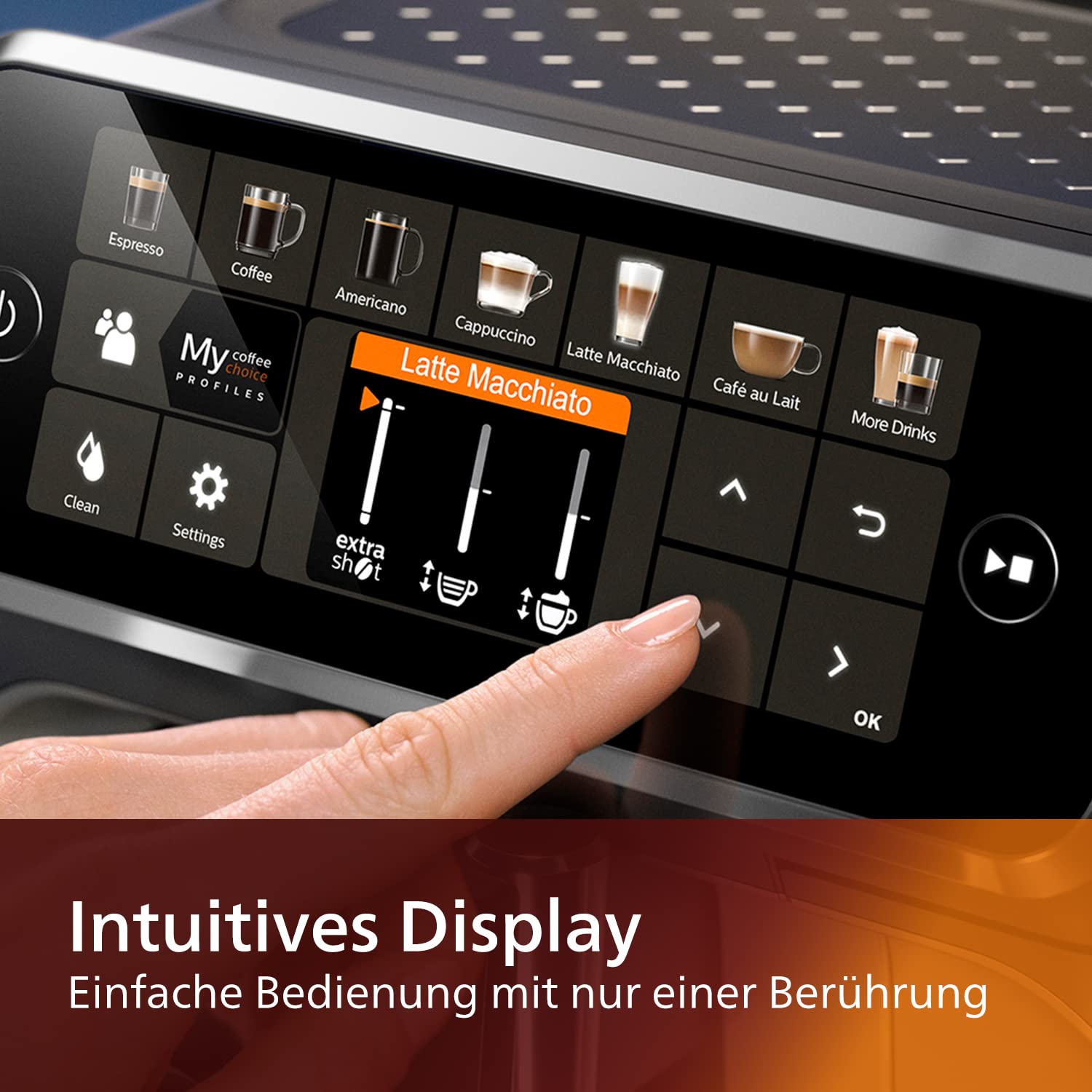 Philips Kaffeevollautomat der Serie 5400 – Espressomaschine für 12 Getränke, schnell reinigendes LatteGo System, intuitives TFT-Display, anpassbare Kaffeeeinstellungen (EP5441/50)
