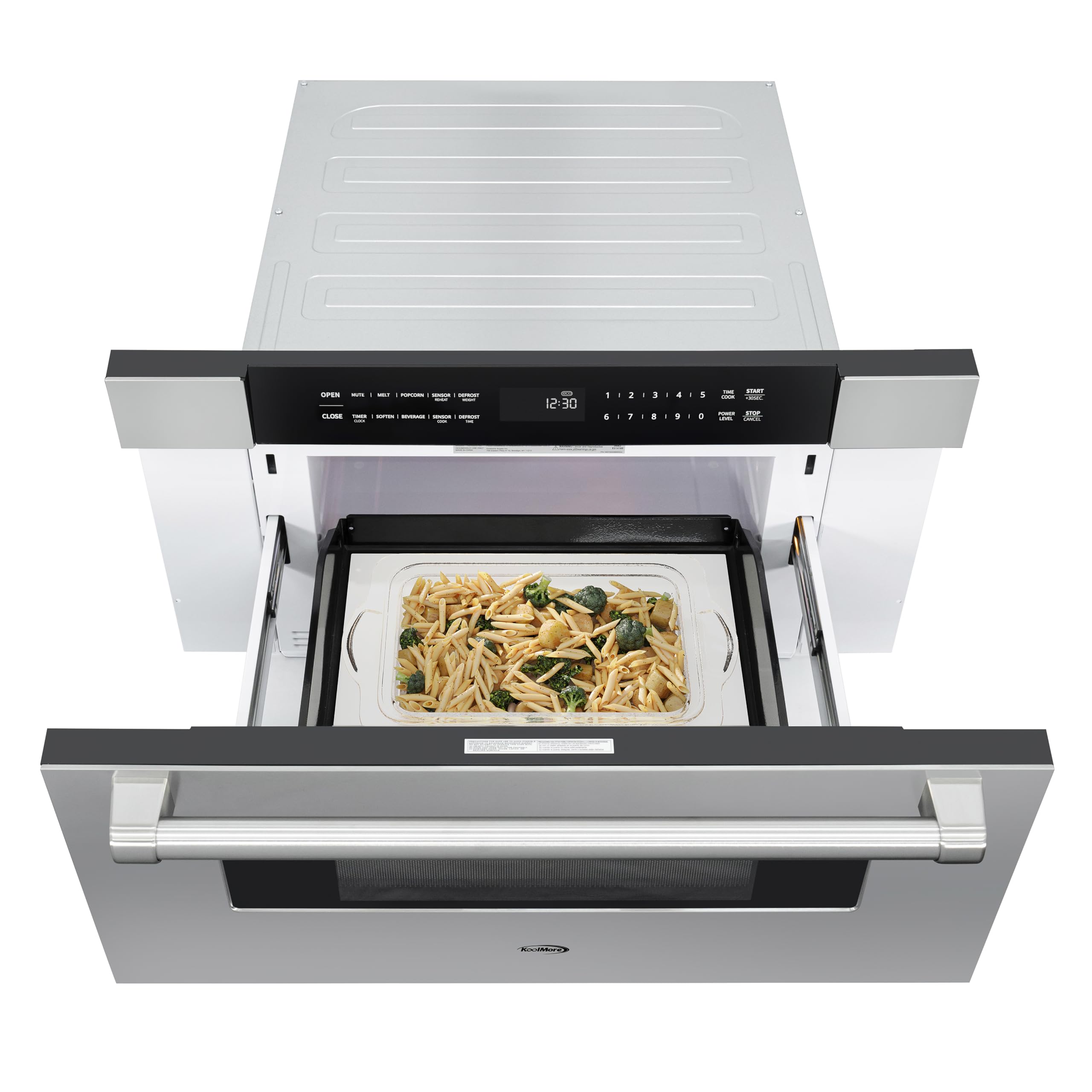 KoolMore Reserve Built-in Microwave Convection Oven with Air Fry, 3-in-1 Combo, Sensor Cook, Soft-Close Door, Stainless Steel, 24 in. / 1.6 cu. ft. with NEMA 5-20P Plug in Black