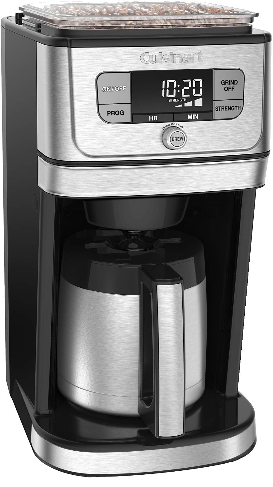 Cuisinart Automatic Grind & Brew 12-Cup Coffee Maker with Blade Grinder, Programmable Coffee Machine Glass Carafe with 1-4 Cup Setting, Brew Pause, Grind-Off Option, DGB-400NAS, Black/Stainless Steel