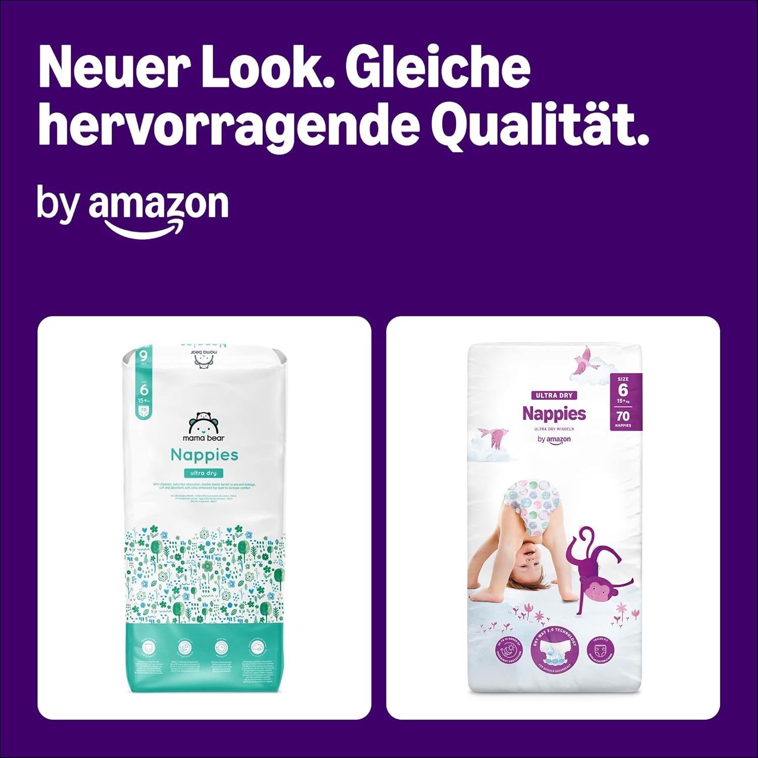 By Amazon Ultra Dry Windeln Größe 5 (10-16 kg) - MONATSBOX, Weiß, 152 Stück (2 Packungen mit 76) (Früher Unter Der Marke Mama Bear, Identisches Produkt)