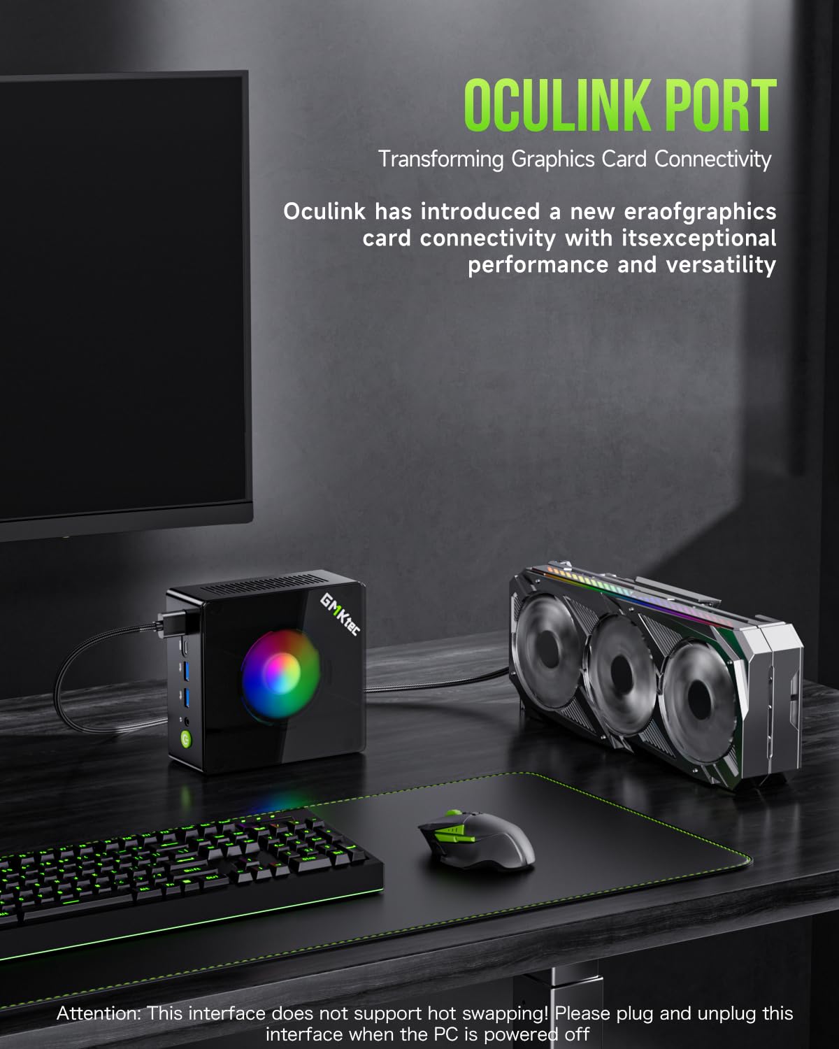 GMKtec K12 Gaming Mini PC Oculink AMD Ryzen 7 H 255 (Upgraded 8745HS) 32GB DDR5 RAM 512GB SSD, Desktop Computer Radeon 780M Graphics, 3X M.2 2280 Storage Expansion, Dual NIC 2.5G, HDMI 2.1, USB4