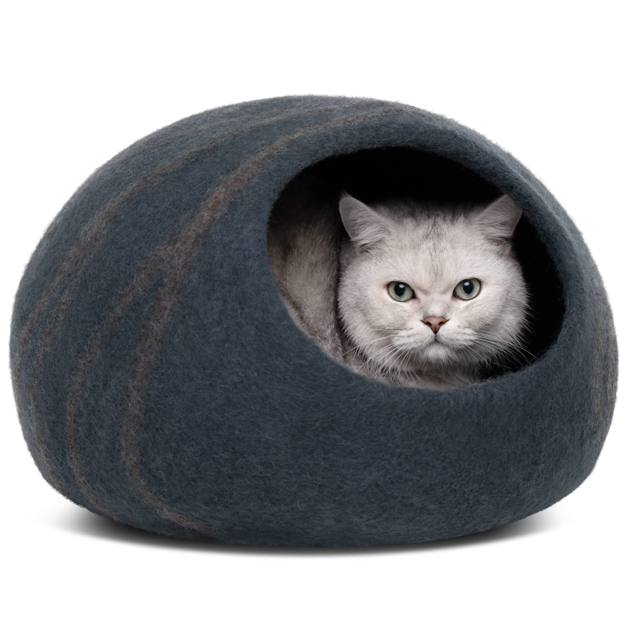 MEOWFIA Katzenbett aus Merinowolle – Handgefilztes, Umweltfreundliches Katzenbett für Katzen & Kätzchen – Weiches Schlafbett, Warm im Winter & Kühl im Sommer, Stilvolles Design