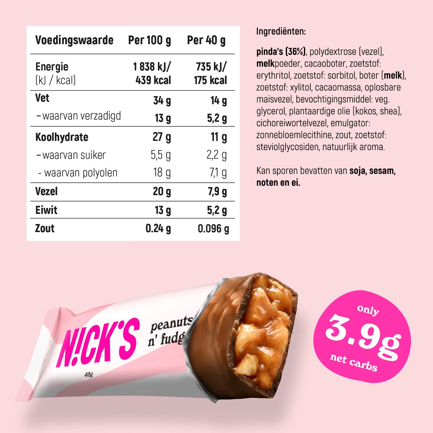 NICKS Keto Riegel Coconut, Schokolade Kokos Snacks, 175 Kalorien, 2 Net carbs, ohne Zuckerzusatz, Glutenfrei, Low carb Süssigkeiten (15x40g)