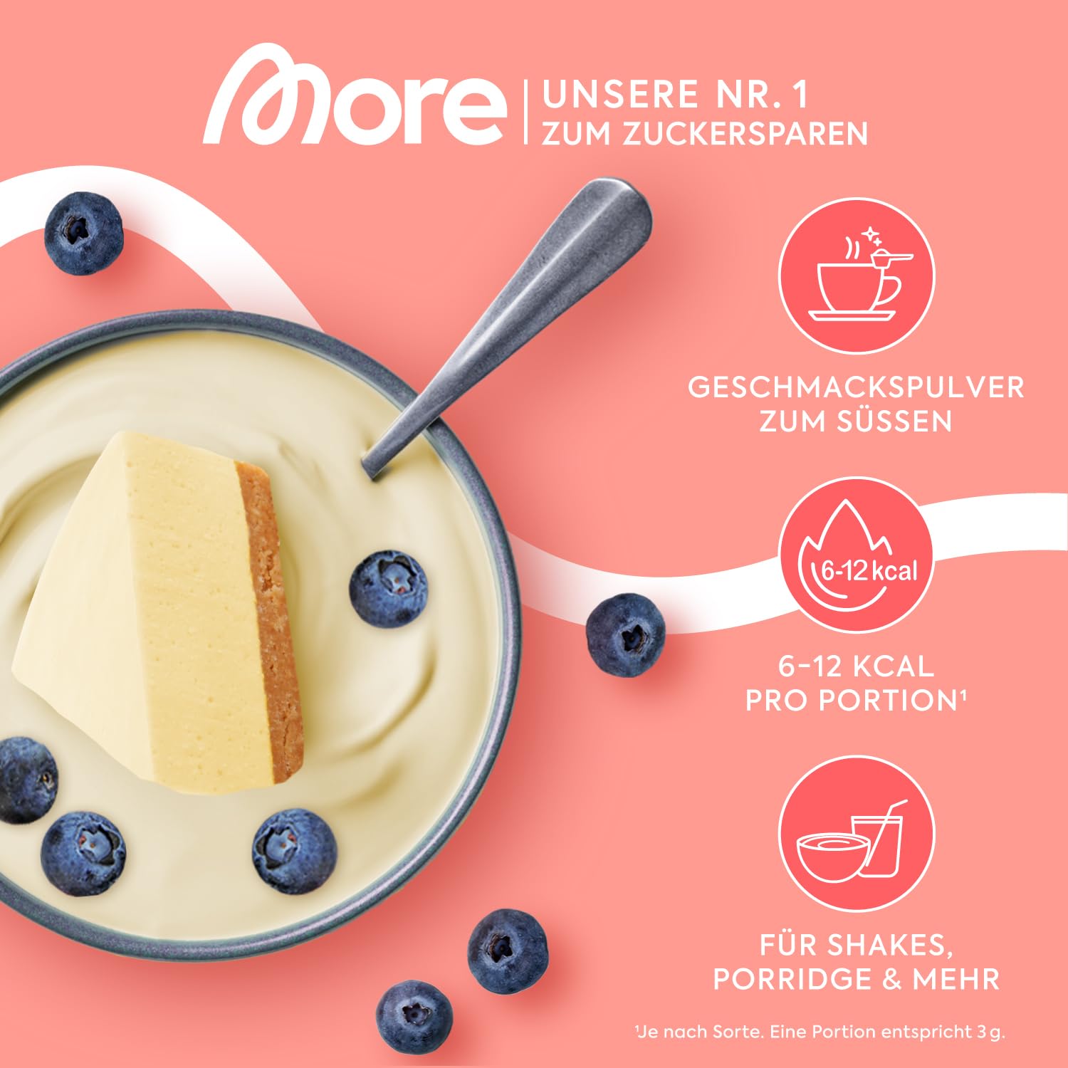 MORE Chunky Flavour, Vanilla Perfection, 150 g, vegan, Geschmackspulver zum Süßen, ohne viel Zucker und Kalorien, mit Inulin und Laktase - made in Germany