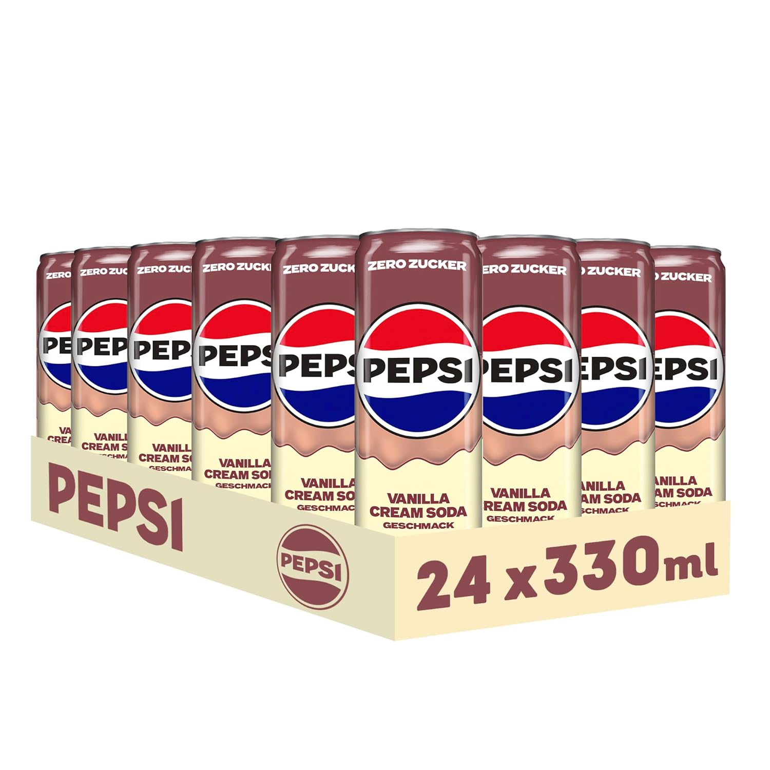 Pepsi Zero Zucker Vanilla Cream Soda Geschmack in der Dose, Einweg (24 x 0,33l)
