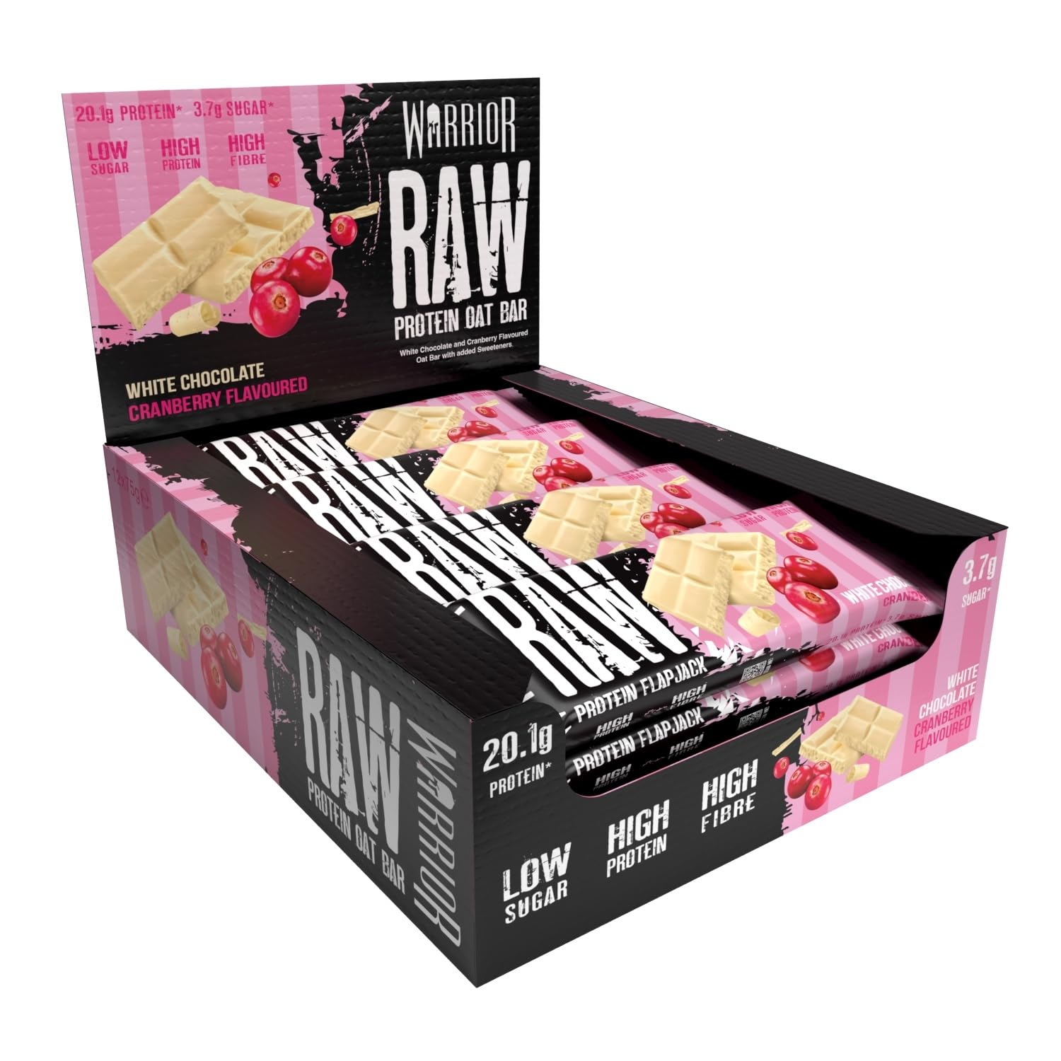 Warrior Raw Proteinriegel 12 x 75 g – Ballaststoffreicher Haferriegel mit Protein, High Protein Snack ohne Zucker, Natürlicher Haferflocken Riegel mit Präbiotika – Schoko-Brownie