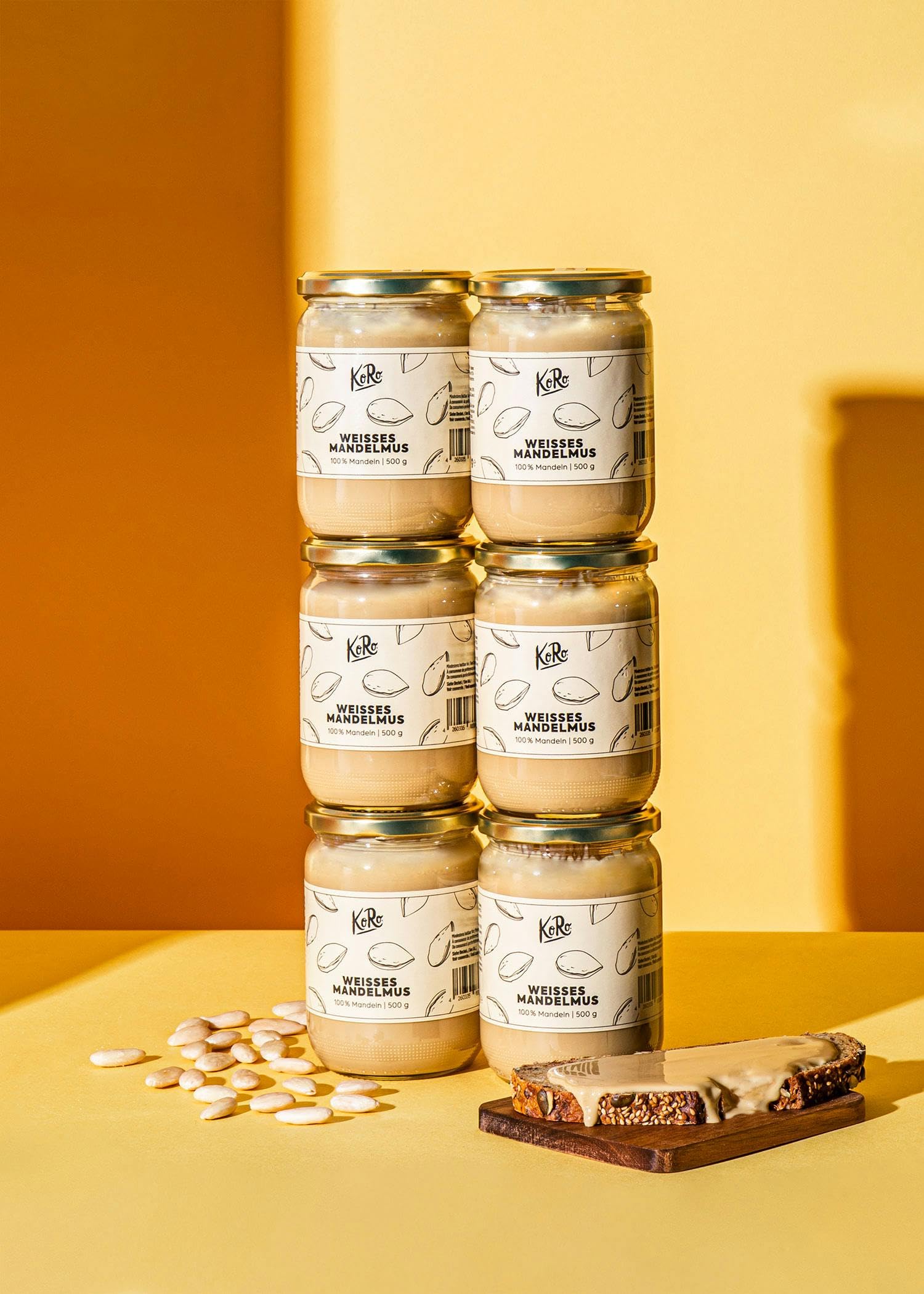 KoRo - Weißes Mandelmus 2 x 500 g - Nussmus ohne Zusatz von Zucker und Palmöl - 100% Mandeln - Unvergleichbar cremig - Vegan - Proteinquelle