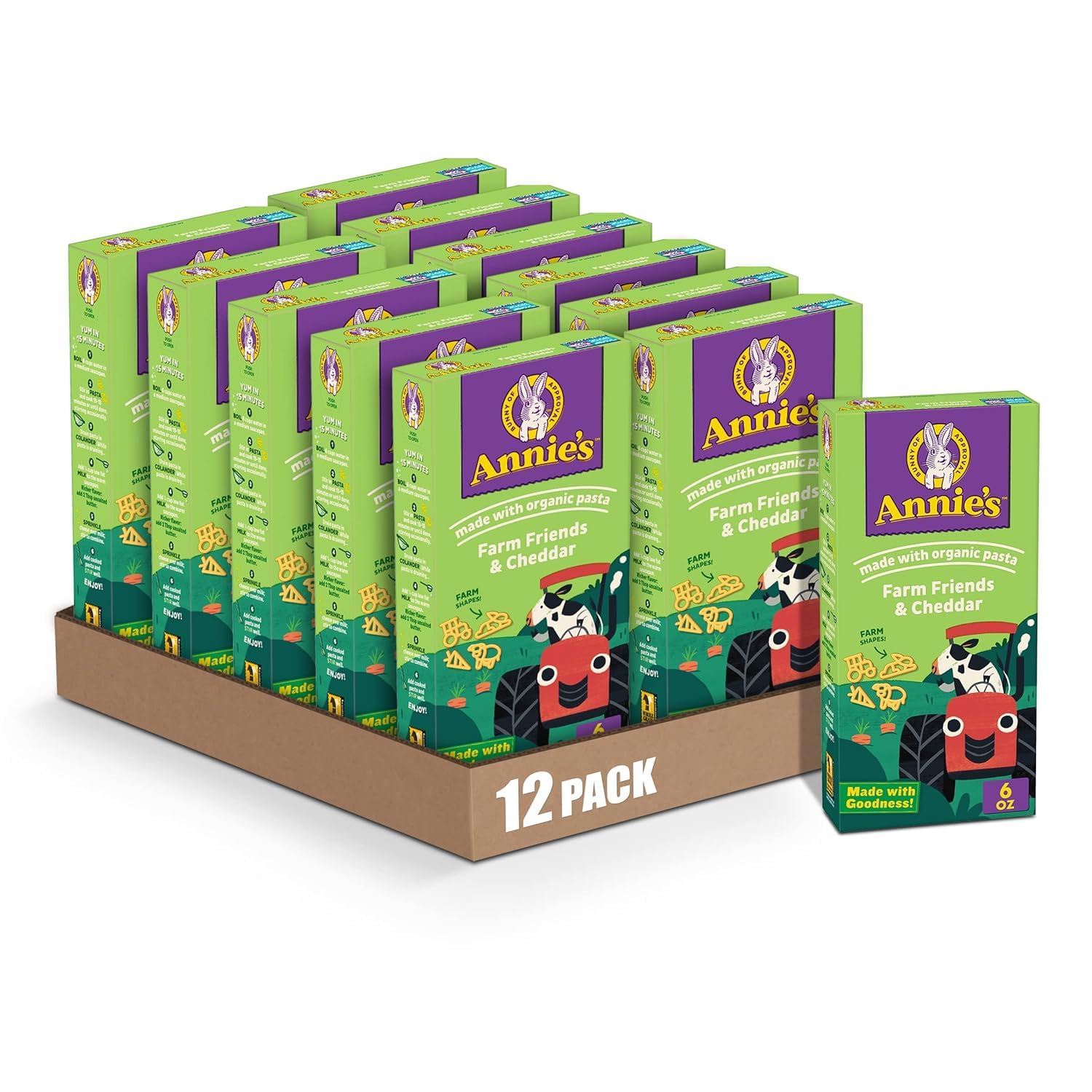 Annie's Shells and White Cheddar, Made with Organic Pasta and Real Cheese, 6 oz (Pack of 12)