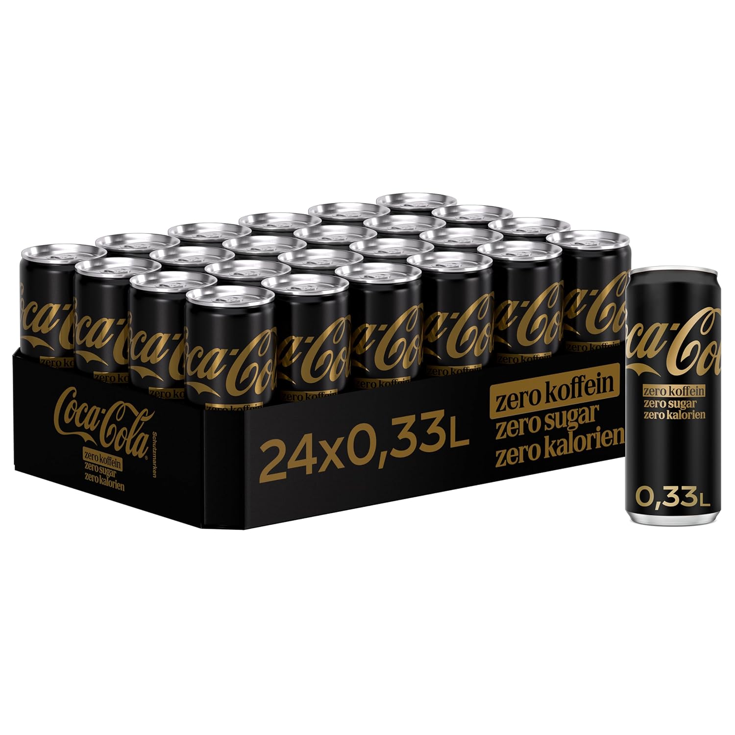 Coca-Cola Zero Sugar Zero Koffein - prickelndes Erfrischungsgetränk mit originalem Coke-Geschmack - ohne Zucker und ohne Kalorien - koffeinfreier Softdrink in Einweg Dosen (24 x 330 ml)