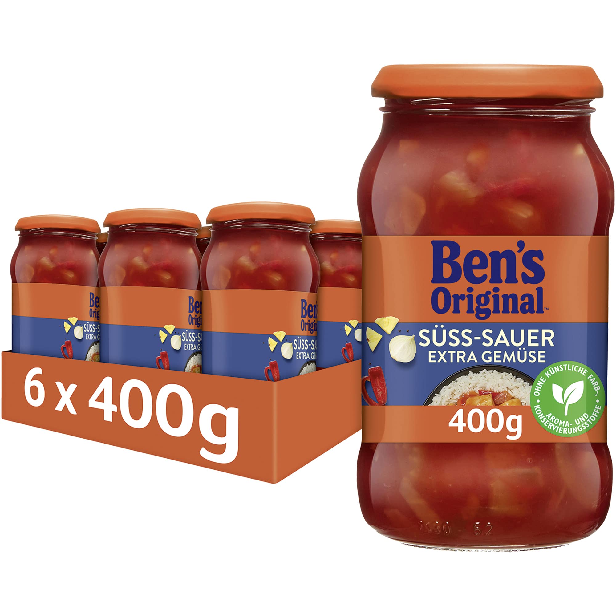 BEN’S ORIGINAL Sauce Süß-Sauer Ohne Zuckerzusatz, 6 Gläser (6 x 395 g)