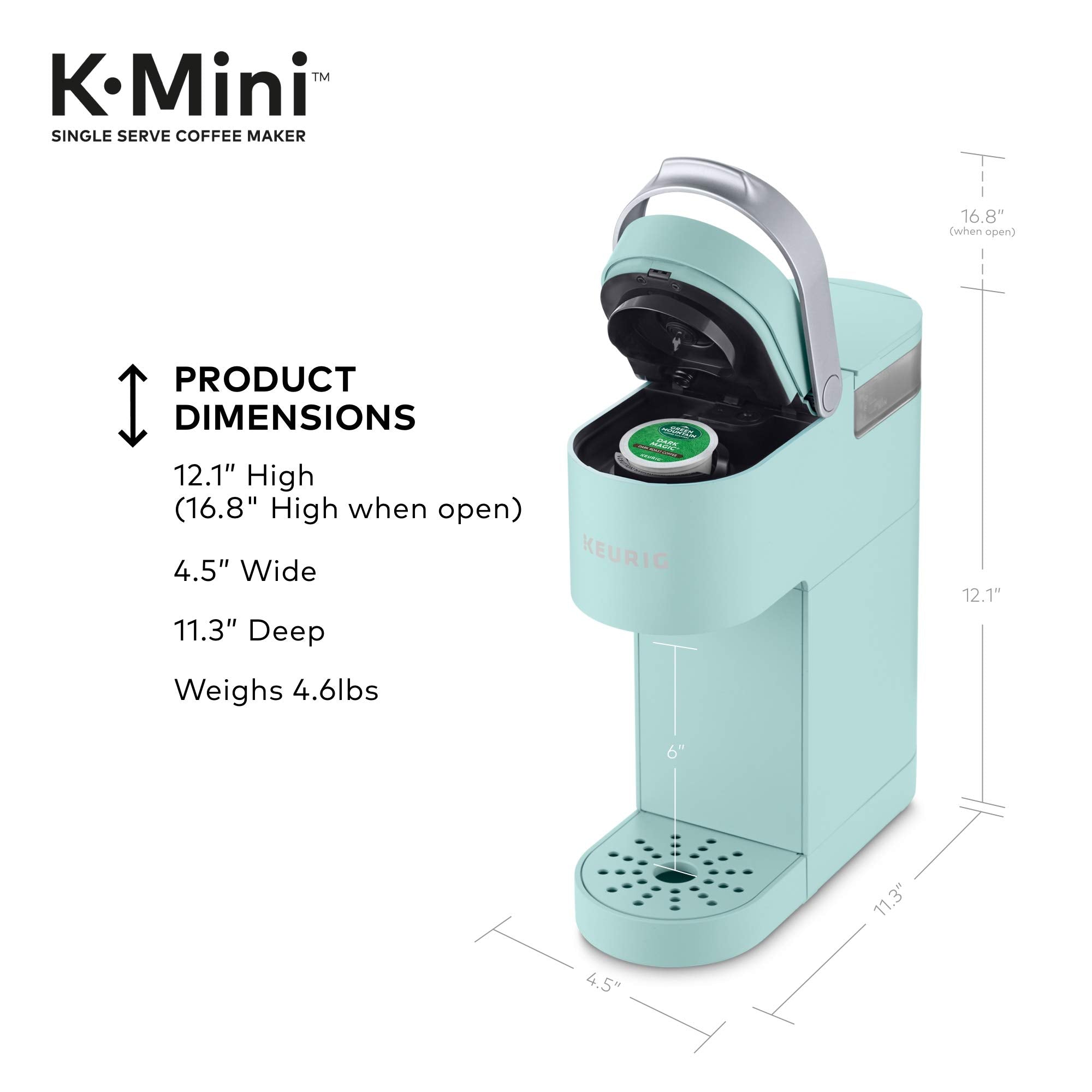 Keurig K-Mini Single Serve K-Cup Pod Coffee Maker, 6 to 12oz Brew size, with Cord Storage, Perfect for Small Spaces, Black