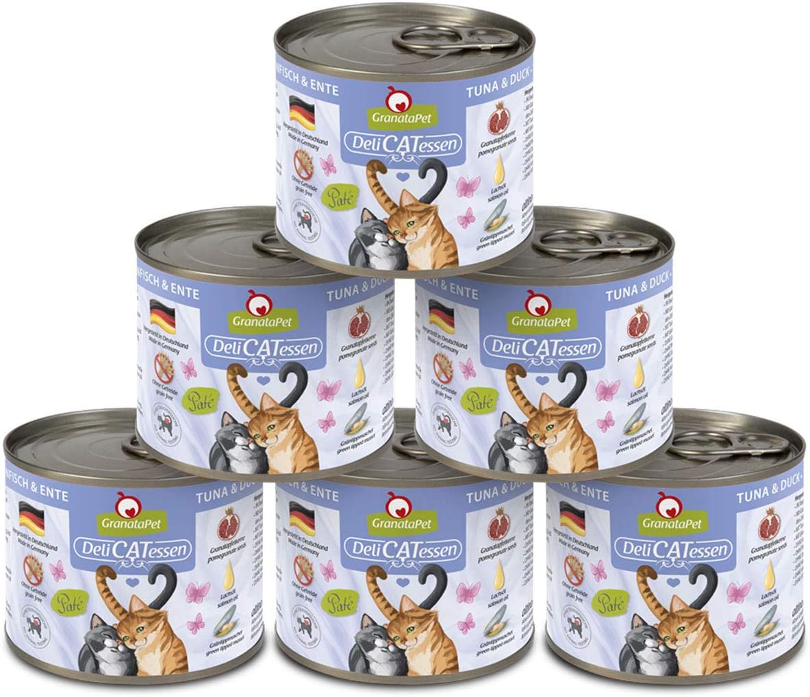 GranataPet DeliCatessen Huhn PUR, Nassfutter für Katzen, Futter ohne Getreide & ohne Zuckerzusätze, Katzenfutter mit hohem Fleischanteil & hochwertigen Ölen, 6 x 400 g
