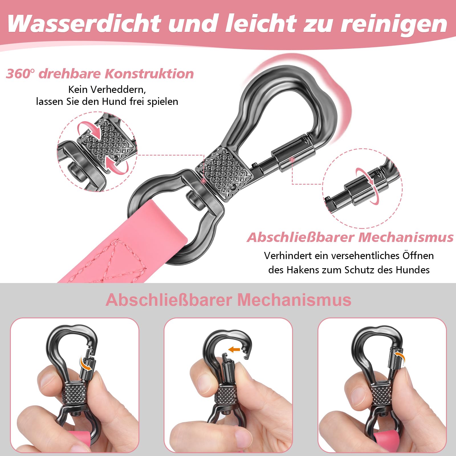 X XBEN Wasserdicht Schleppleine für Hunde,3M 5M 10M 15M 20M 30M Gummierte Schleppleine mit Abschließbarer Karabine,Wasserfest Hundeleine Laufleine für Große bis Kleine Hunde,Robuste Trainingsleine