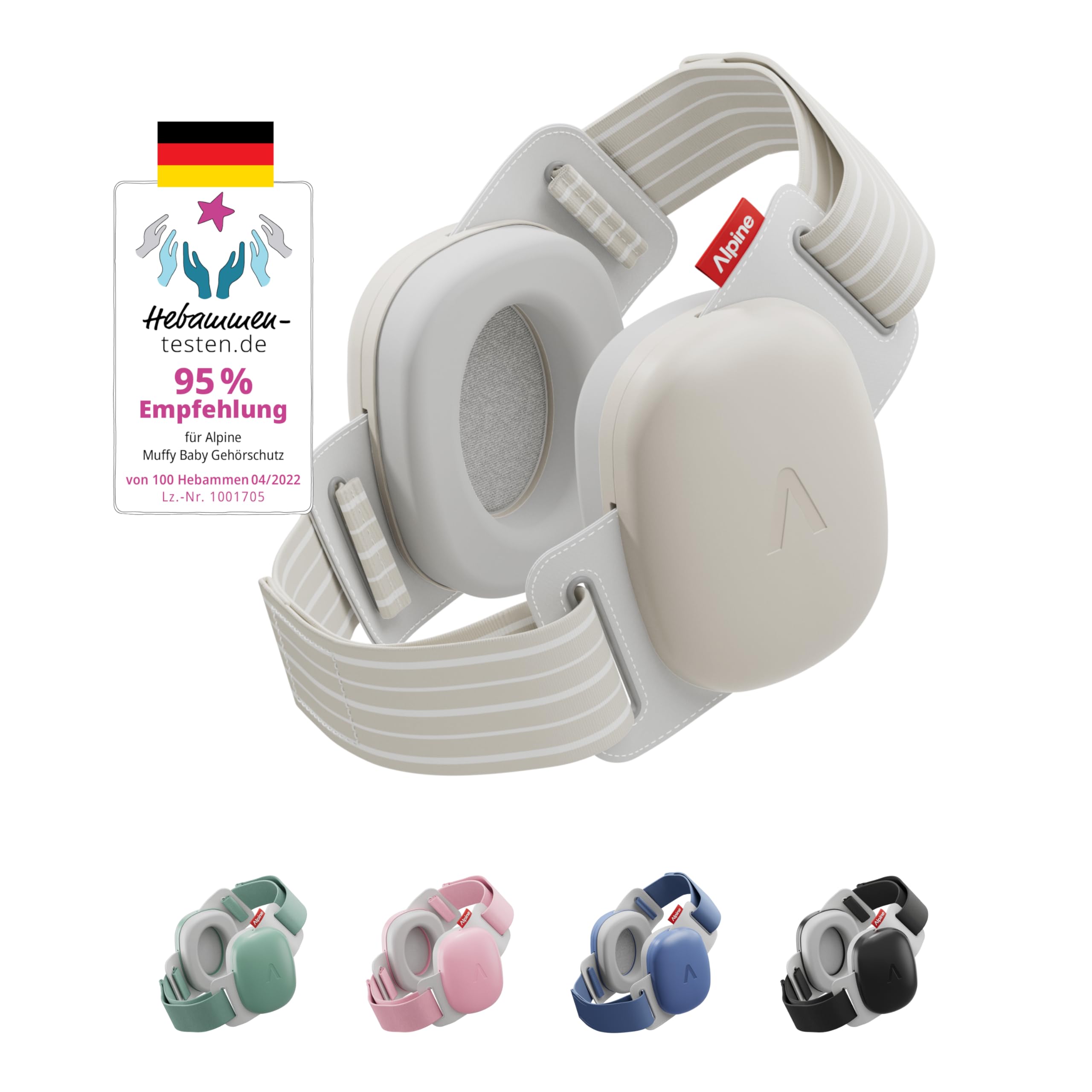 Alpine Muffy Baby Classic - Gehörschutz für Babys - Verstellbares ANTI-SLIP-Kopfband bis 48 Monate - In Deutschland auf Sicherheit getestet - Lärmschutz Kopfhörer verhindert Gehörschäden, Schwarz