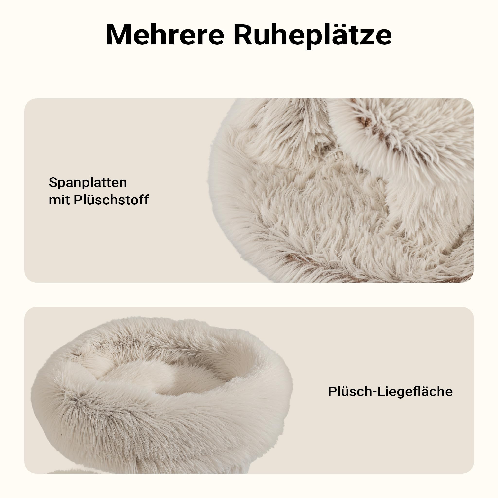 Fudajo Designer Kratzbaum mit Hängeliege, Katzenkratzbaum 59 x 59 x 169 cm, Katzenbaum bis max. 15 kg mit Sisal und Plüsch, Katzenmöbel mit 3 Etagen