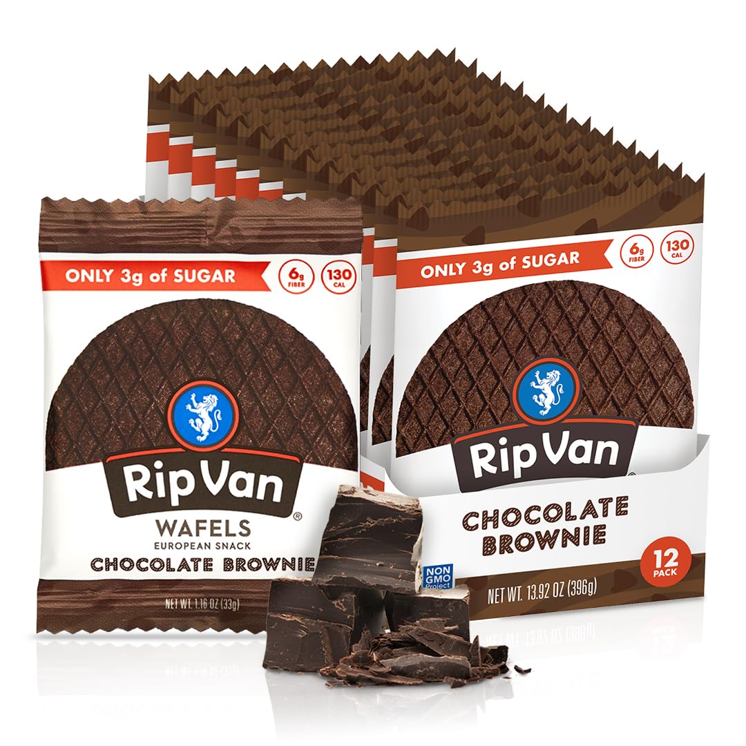 Rip Van Wafels Snickerdoodle Stroopwafels, Healthy Snacks, Non-GMO, Keto Friendly, Office Snacks, Low Sugar (3g), Low Calorie, 12 Pack